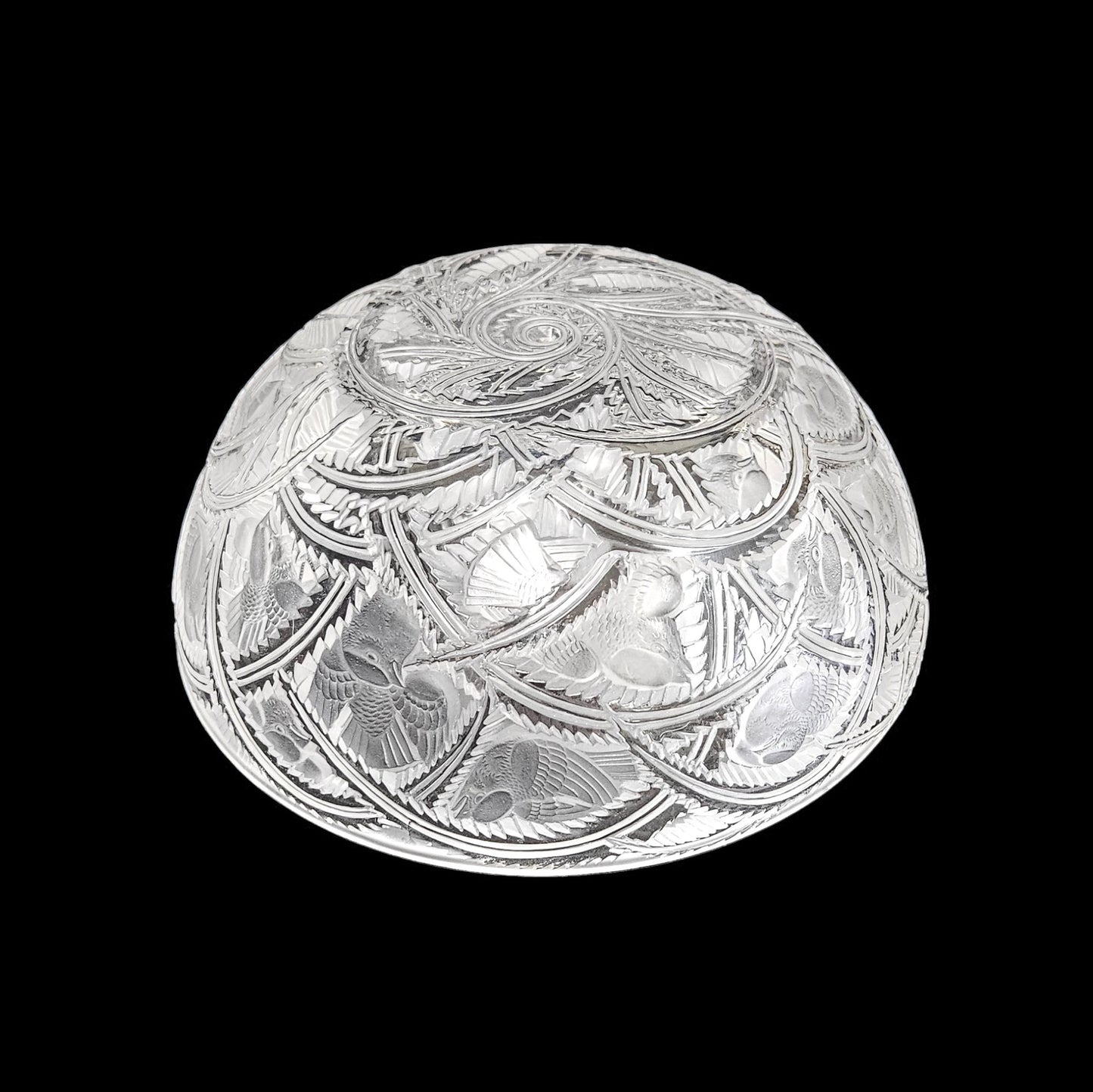 Lalique Crystal Pinsons Finches Bowl | Pre 1978 | Signed Lalique France