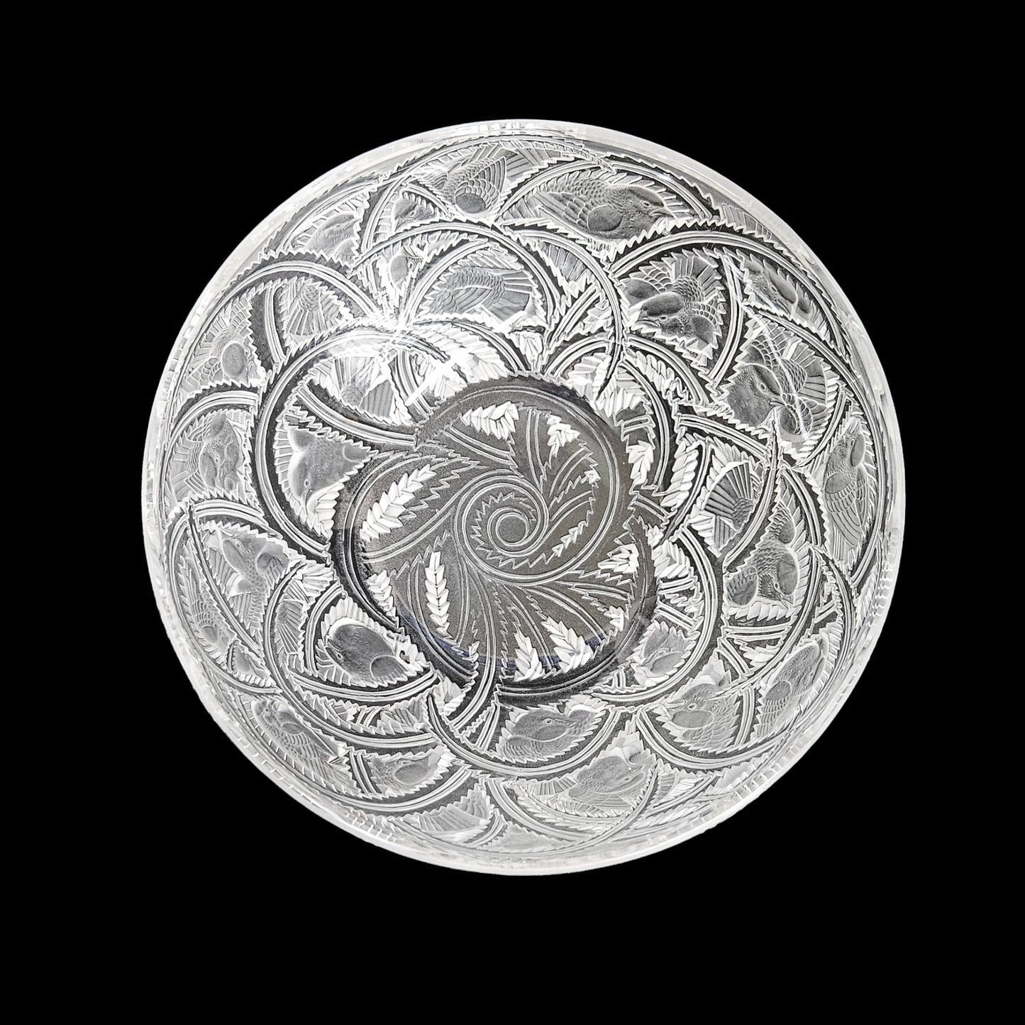 Lalique Crystal Pinsons Finches Bowl | Pre 1978 | Signed Lalique France