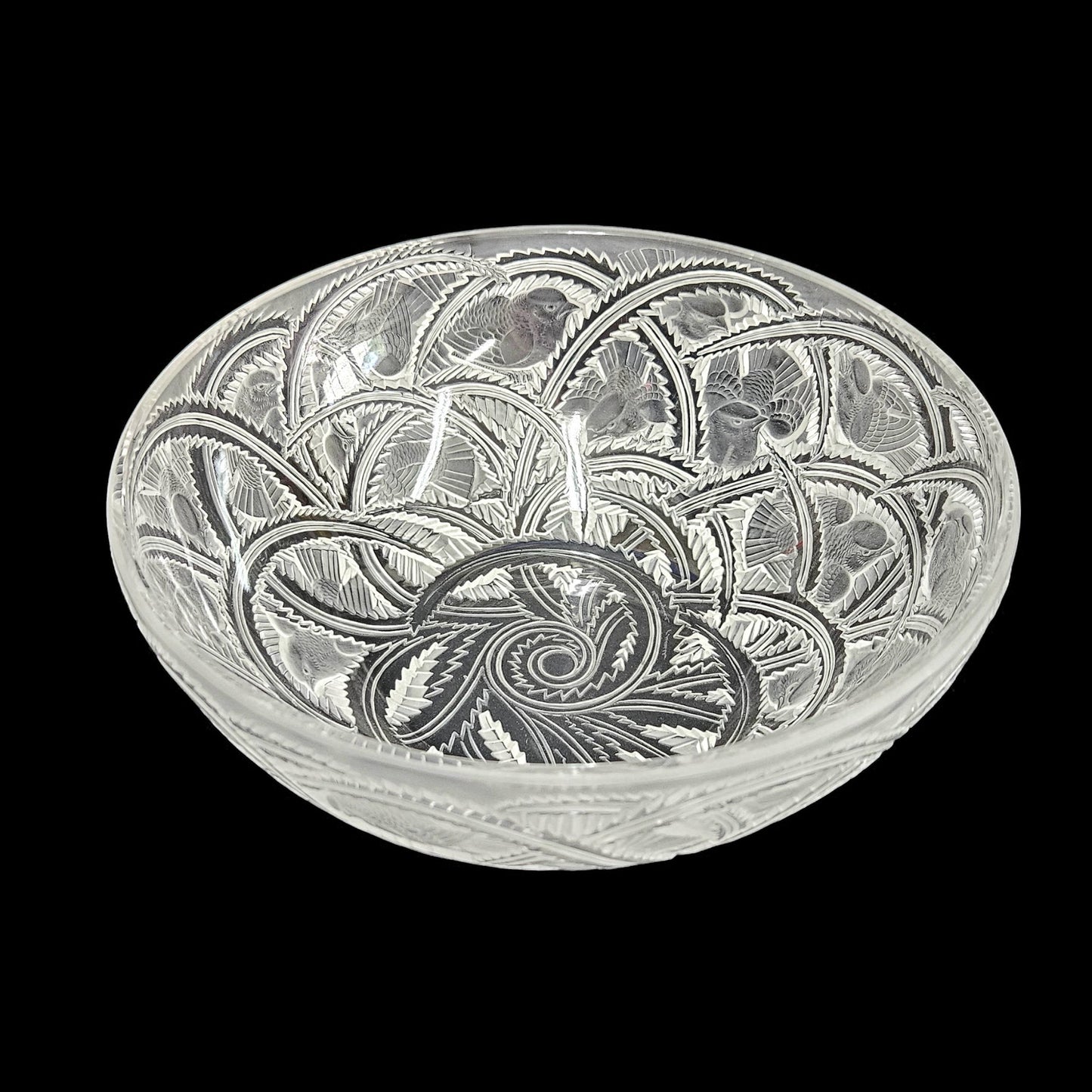 Lalique Crystal Pinsons Finches Bowl | Pre 1978 | Signed Lalique France