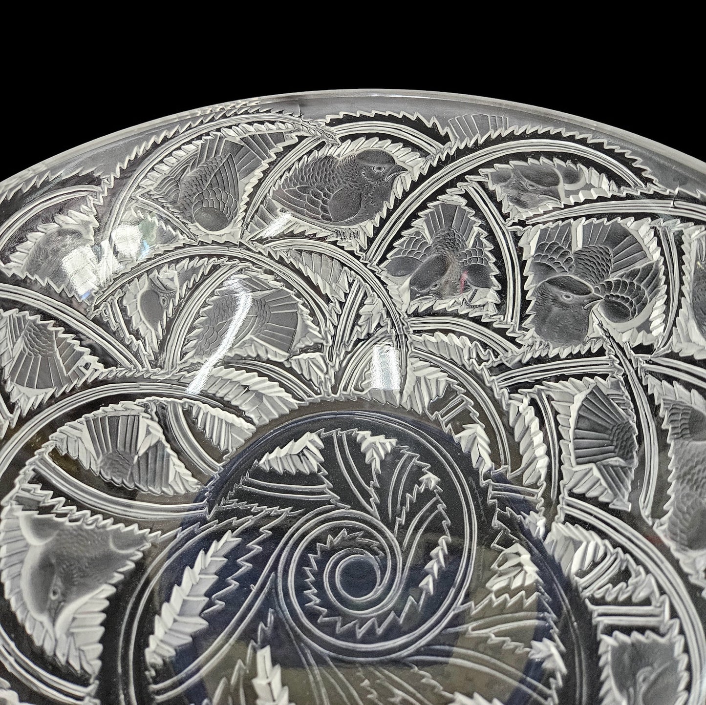 Lalique Crystal Pinsons Finches Bowl | Pre 1978 | Signed Lalique France