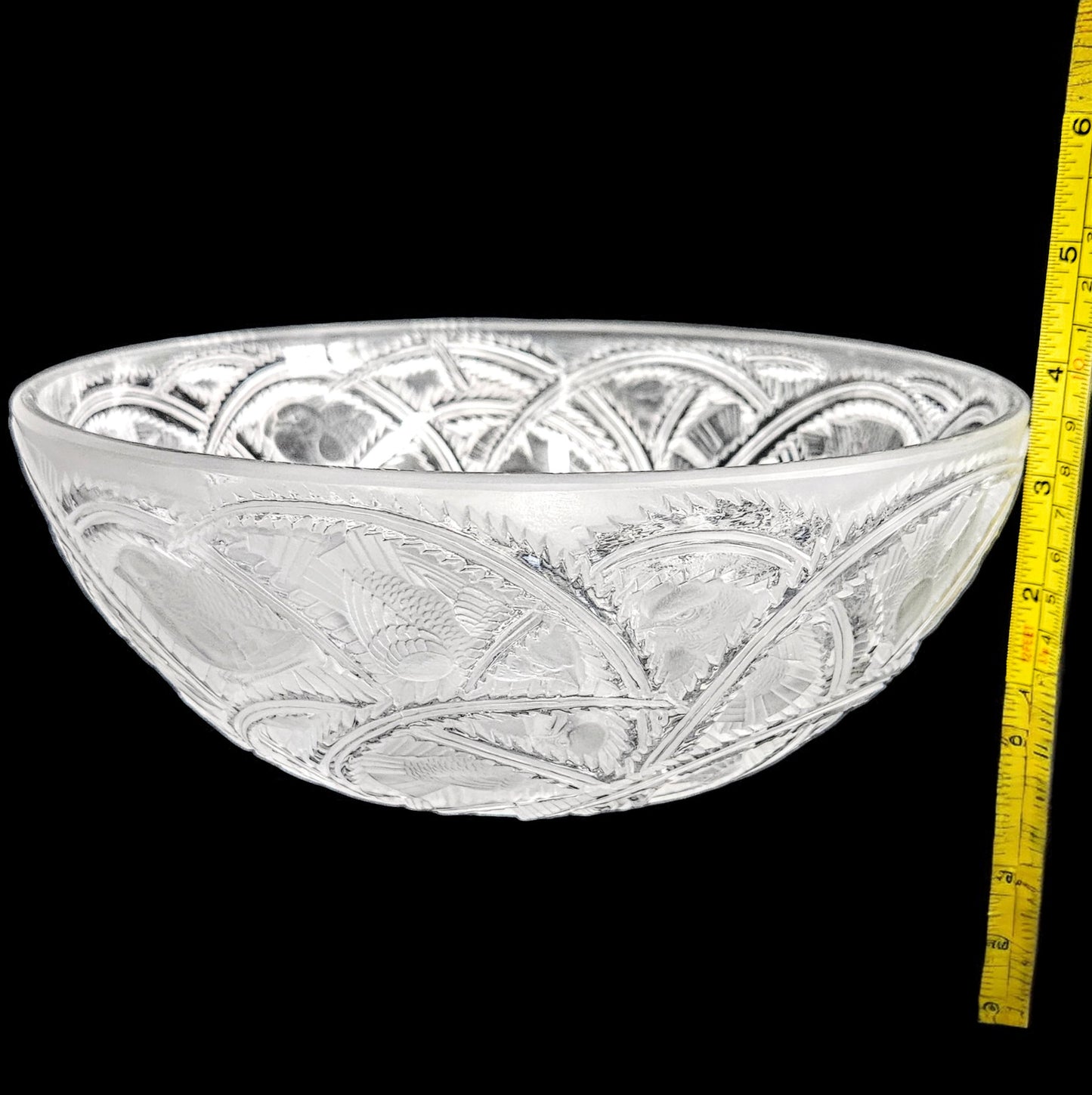 Lalique Crystal Pinsons Finches Bowl | Pre 1978 | Signed Lalique France