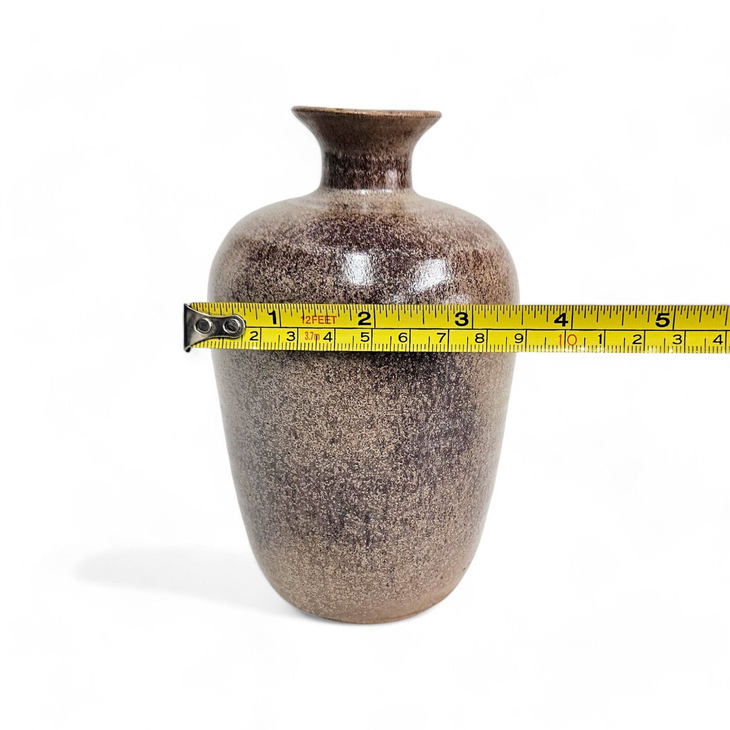Edwin & Mary Scheier Brown and Tan Speckled Art Pottery Vase | Signed