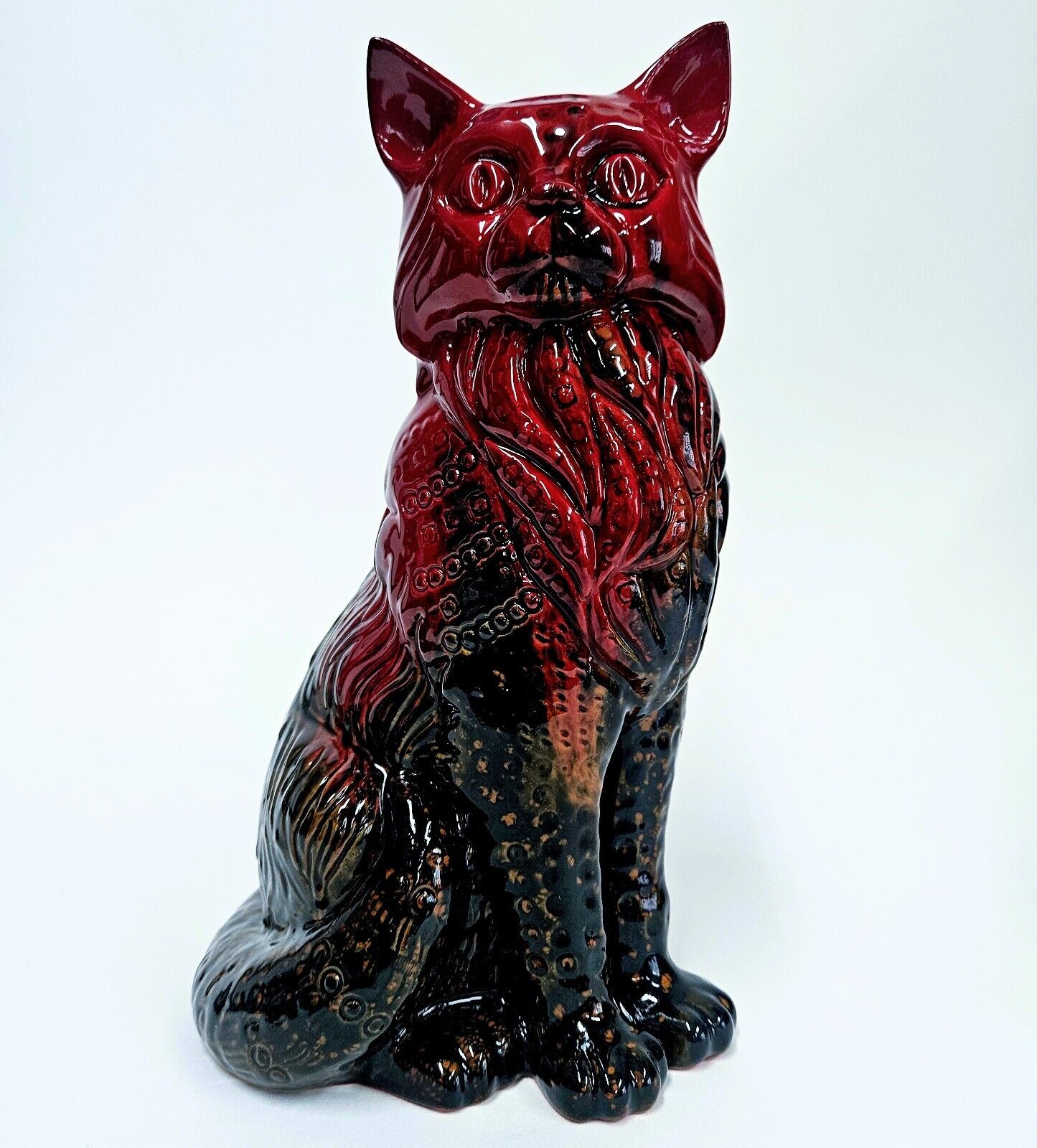 Royal Doulton Flambé Cat | Vintage Large Cat Figurine