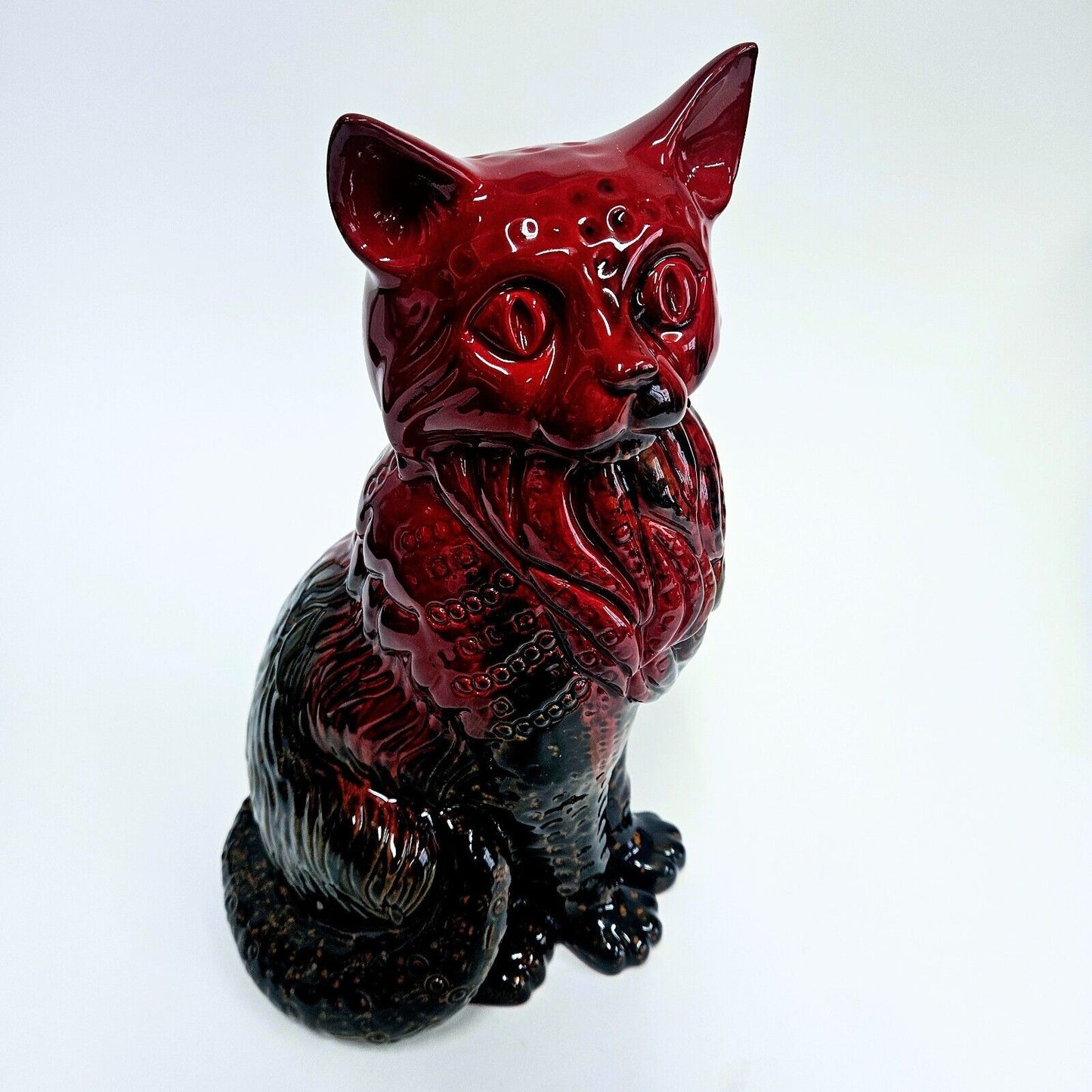 Royal Doulton Flambé Cat | Vintage Large Cat Figurine