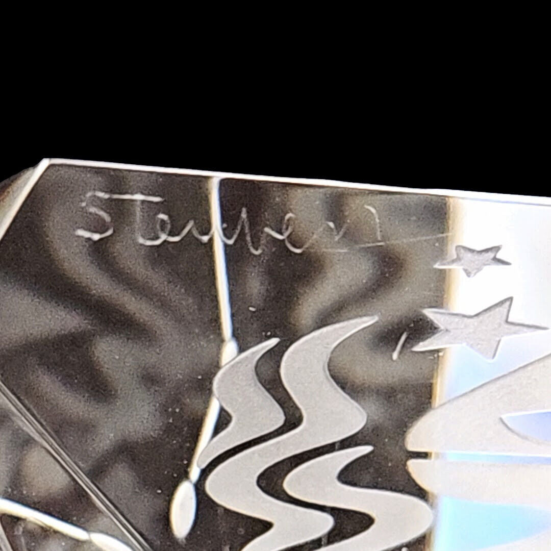 Steuben Glass Pyramid Paperweights Set of 3 | Astrology Zodiac | Prism
