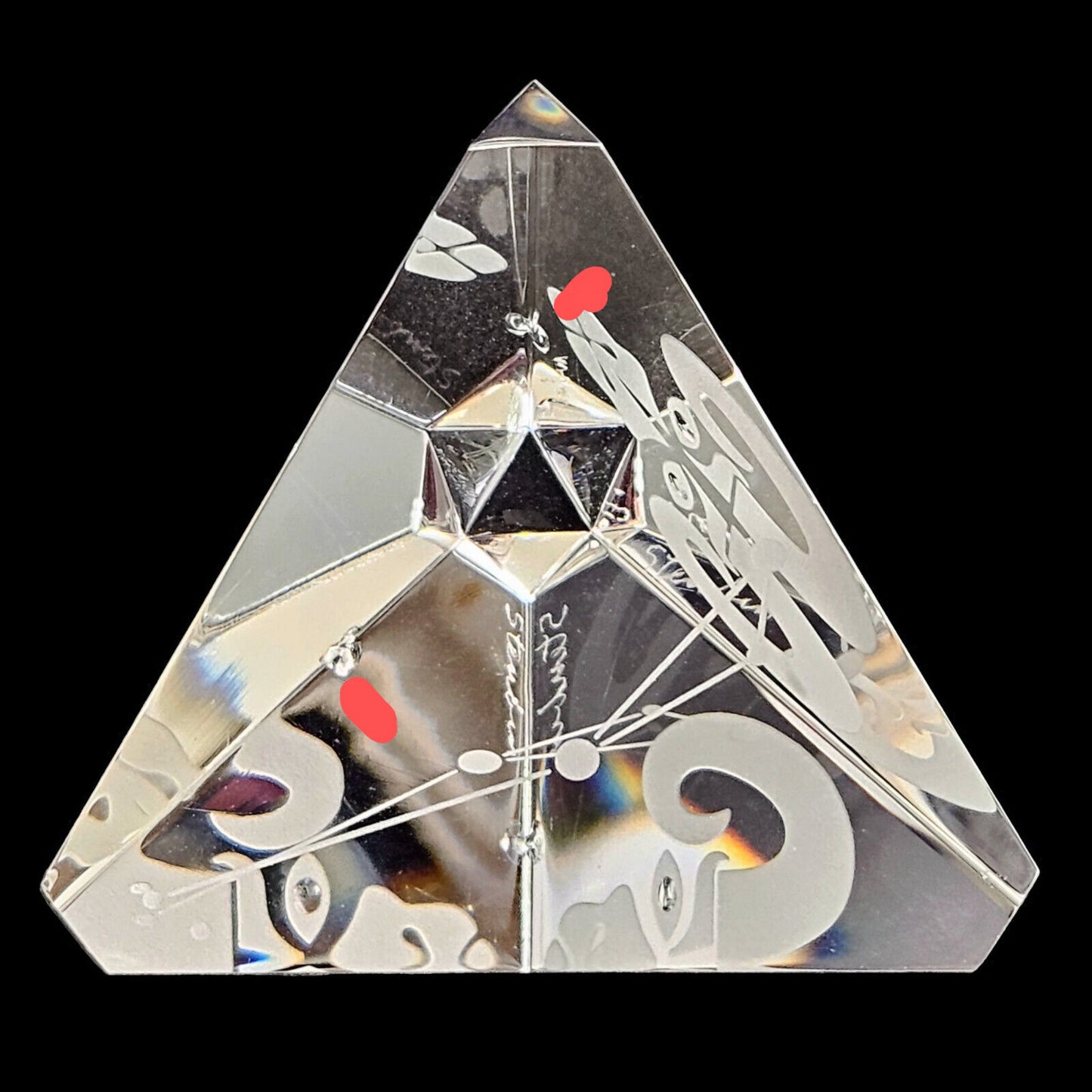 Steuben Glass Pyramid Paperweights Set of 3 | Astrology Zodiac | Prism