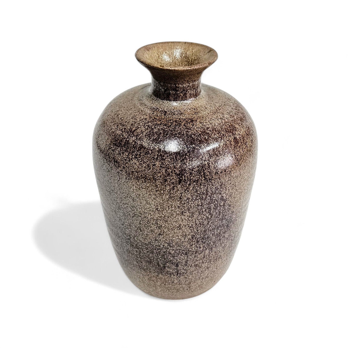 Edwin & Mary Scheier Brown and Tan Speckled Art Pottery Vase | Signed