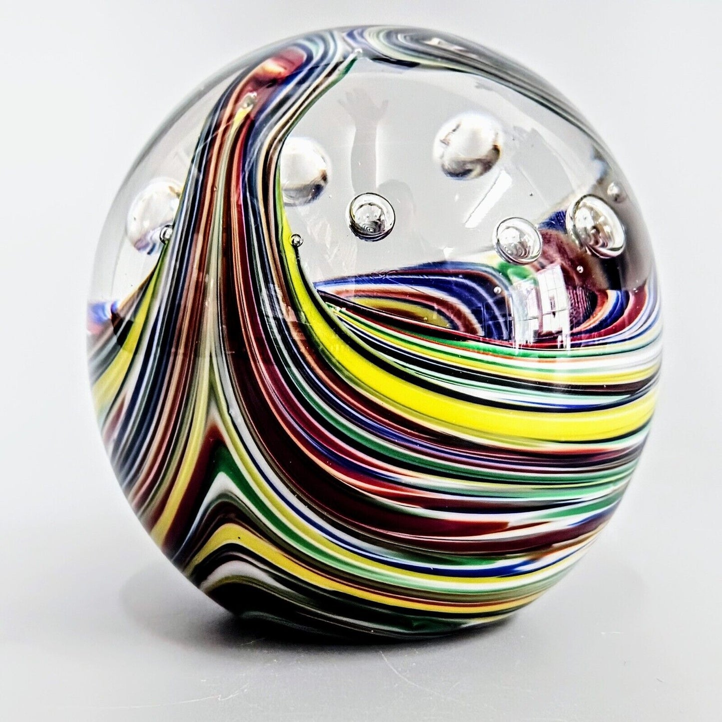 Prestige Paperweight Art Glass Multi-Color Cosmic Swirl - Stamped