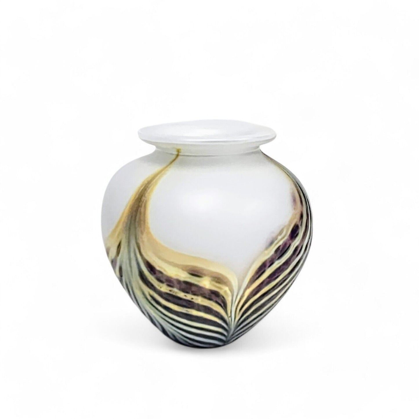 Robert Eickholt Pulled Feather Art Glass Vase Signed & Dated 2003
