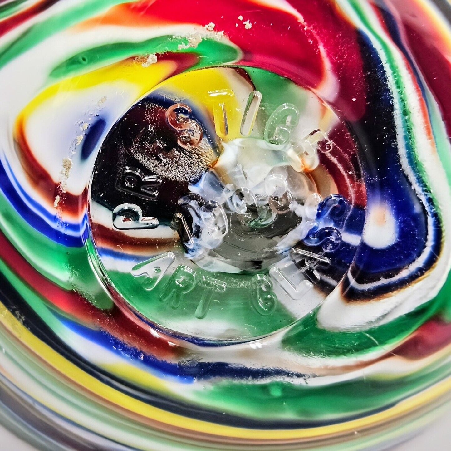 Prestige Paperweight Art Glass Multi-Color Cosmic Swirl - Stamped