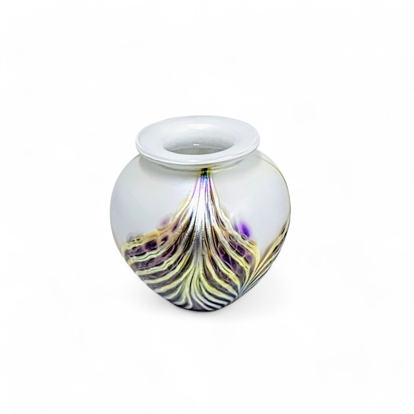 Robert Eickholt Pulled Feather Art Glass Vase Signed & Dated 2003