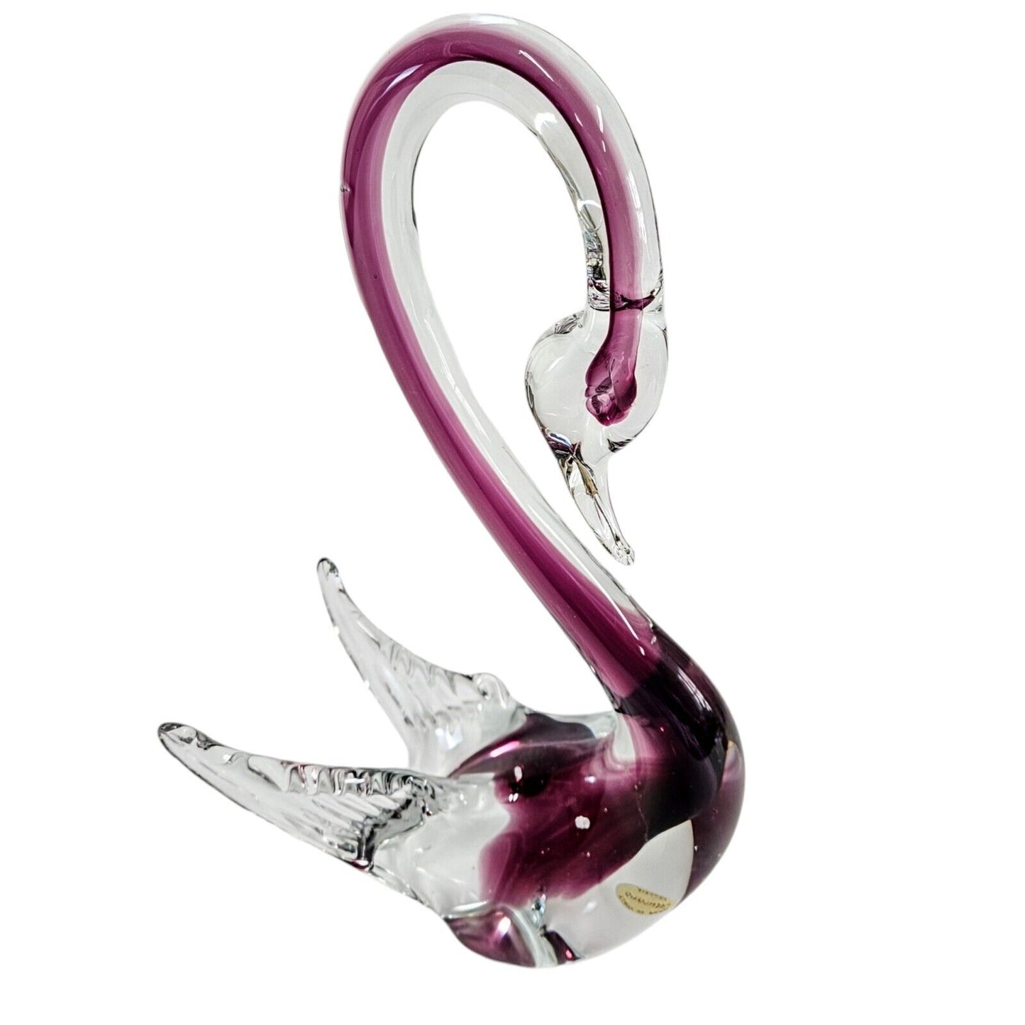 Murano Blown Glass Swan | Sommerso | Original Formia Vetri Di Murano Sticker