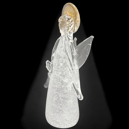 Murano Glass Art Angel Gold Flecked Halo | Vintage - Has Murano Sticker