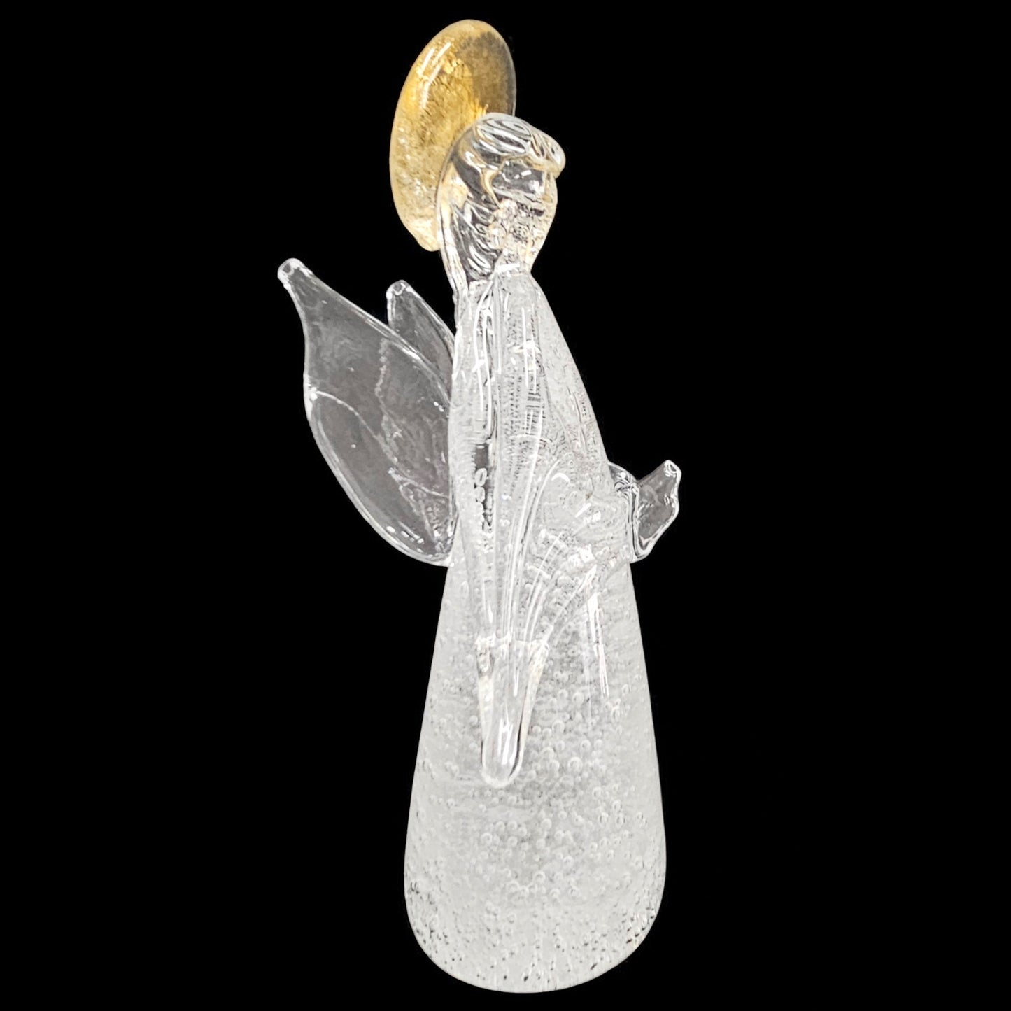 Murano Glass Art Angel Gold Flecked Halo | Vintage - Has Murano Sticker