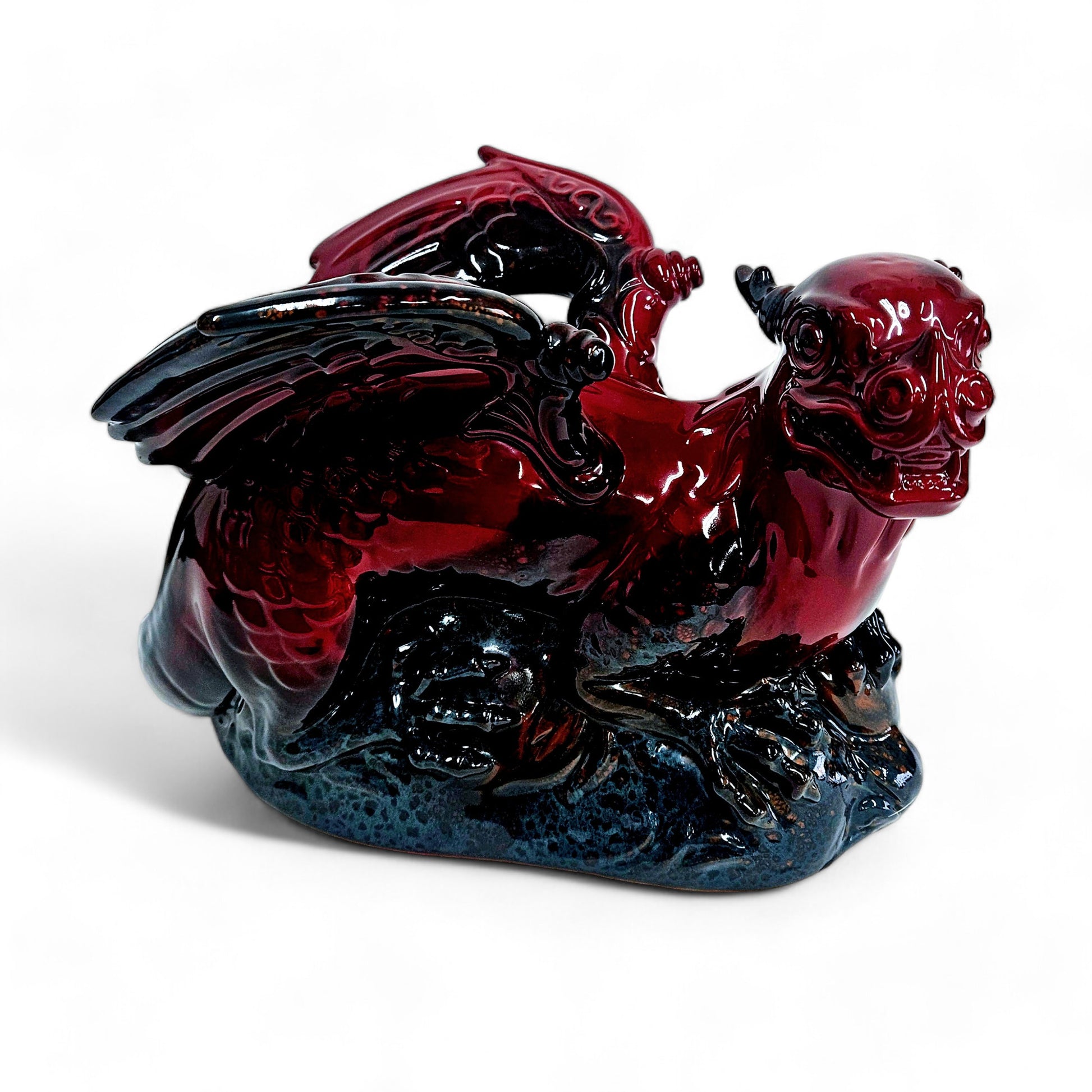 Royal Doulton Flambé Dragon | Vintage Large Red Dragon Figurine