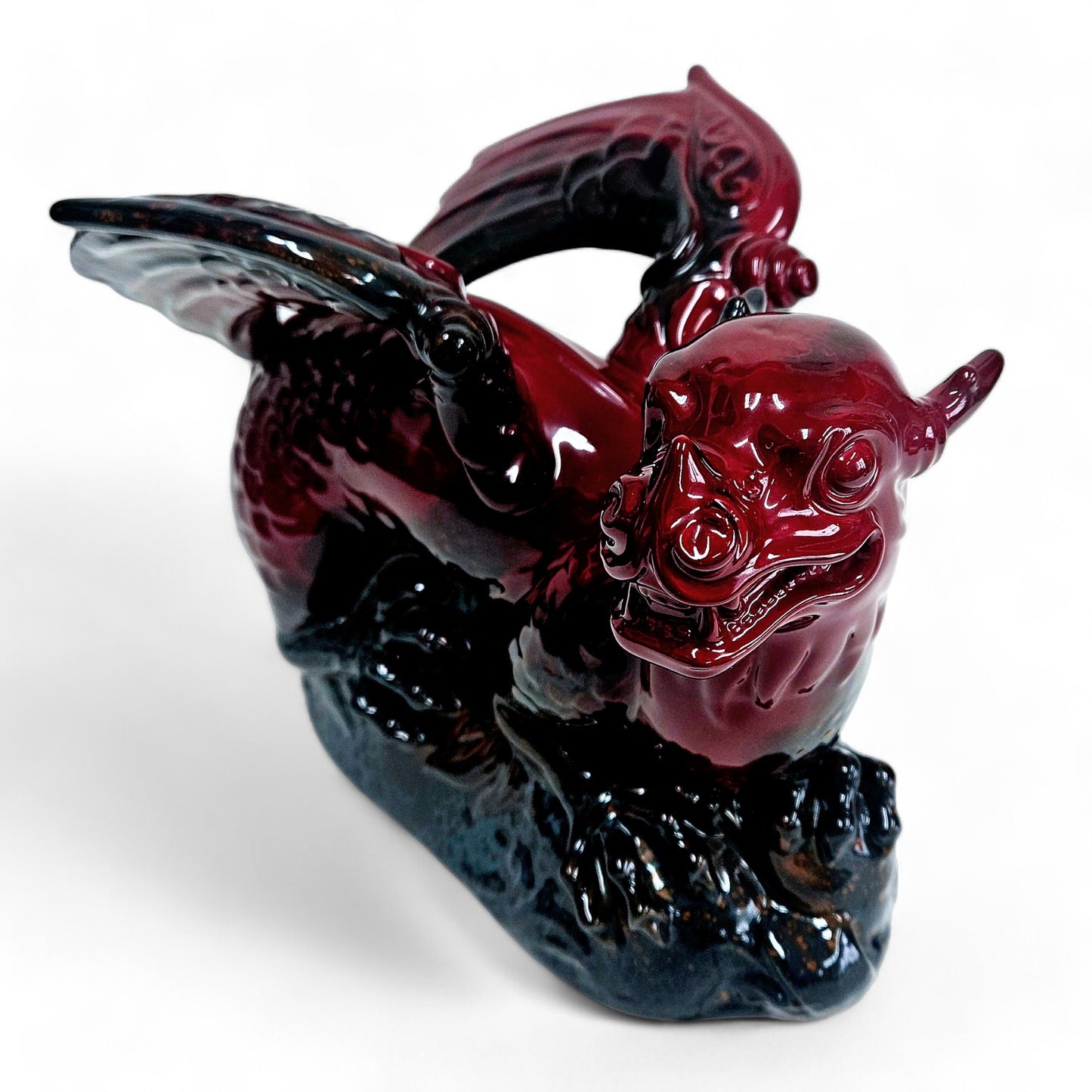 Royal Doulton Flambé Dragon | Vintage Large Red Dragon Figurine