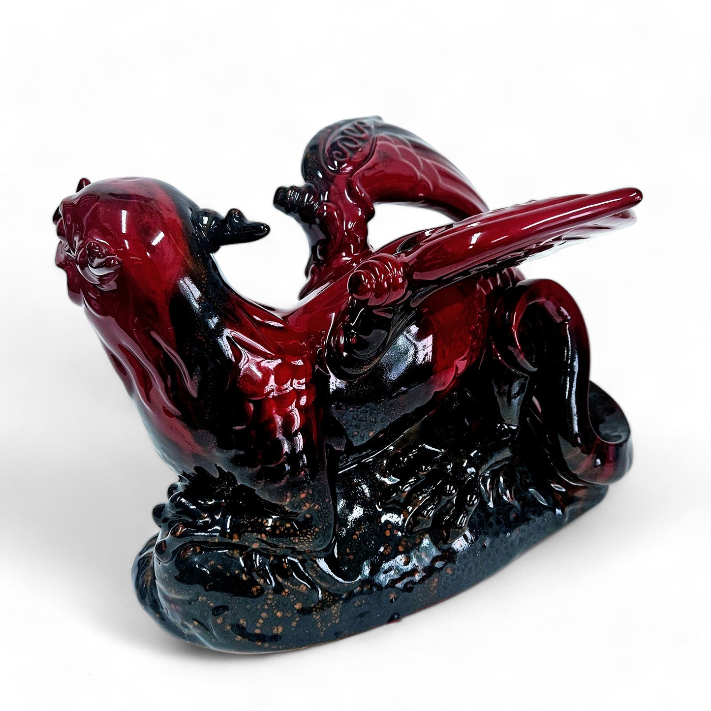 Royal Doulton Flambé Dragon | Vintage Large Red Dragon Figurine