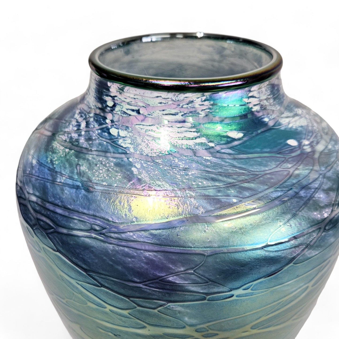 Tom Stoenner Handblown Luster Glass Art Vase, Signed, Dated 1999