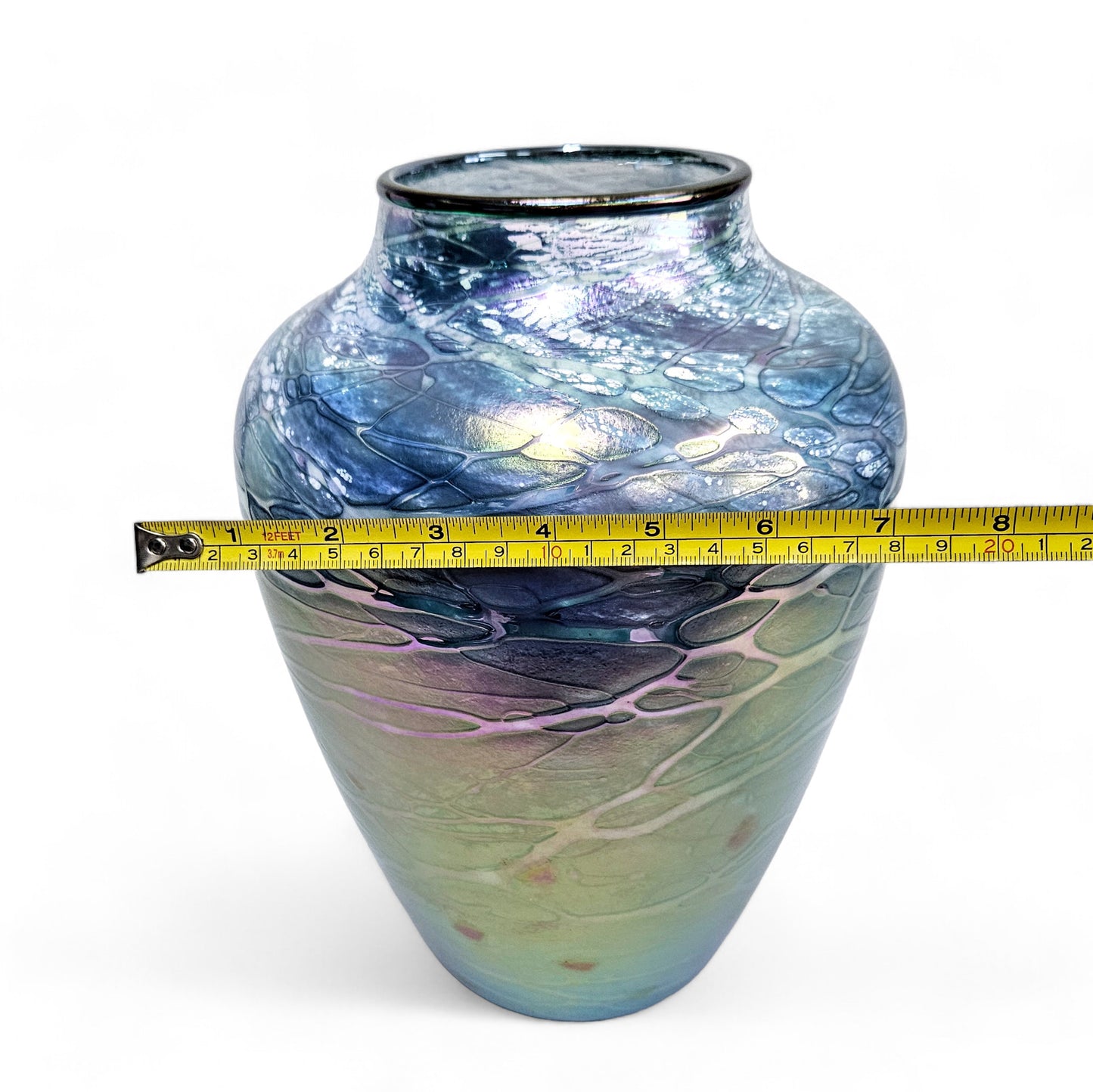 Tom Stoenner Handblown Luster Glass Art Vase, Signed, Dated 1999