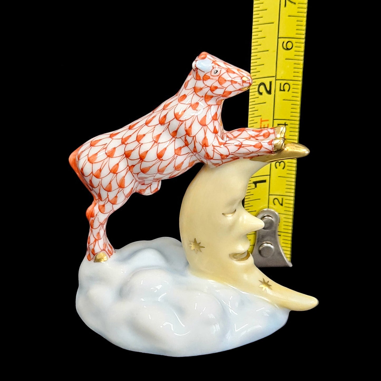 Herend The Cow Jumped Over The Moon Figurine in Rust with 24 Karat Gold Accents