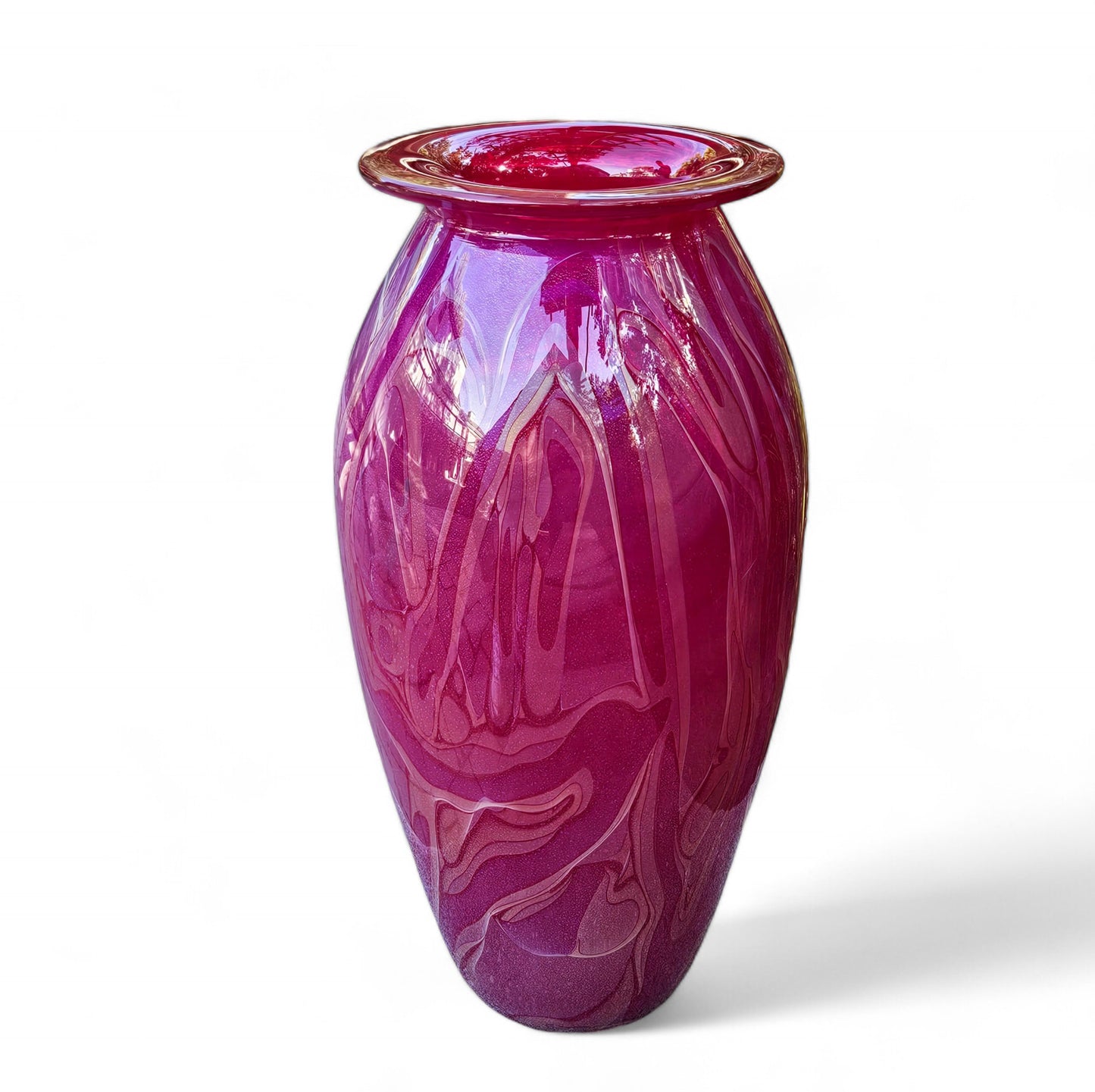 Robert Eickholt Blown Glass Art Vase | Signed 2002 | Magenta Purple | 11" Tall