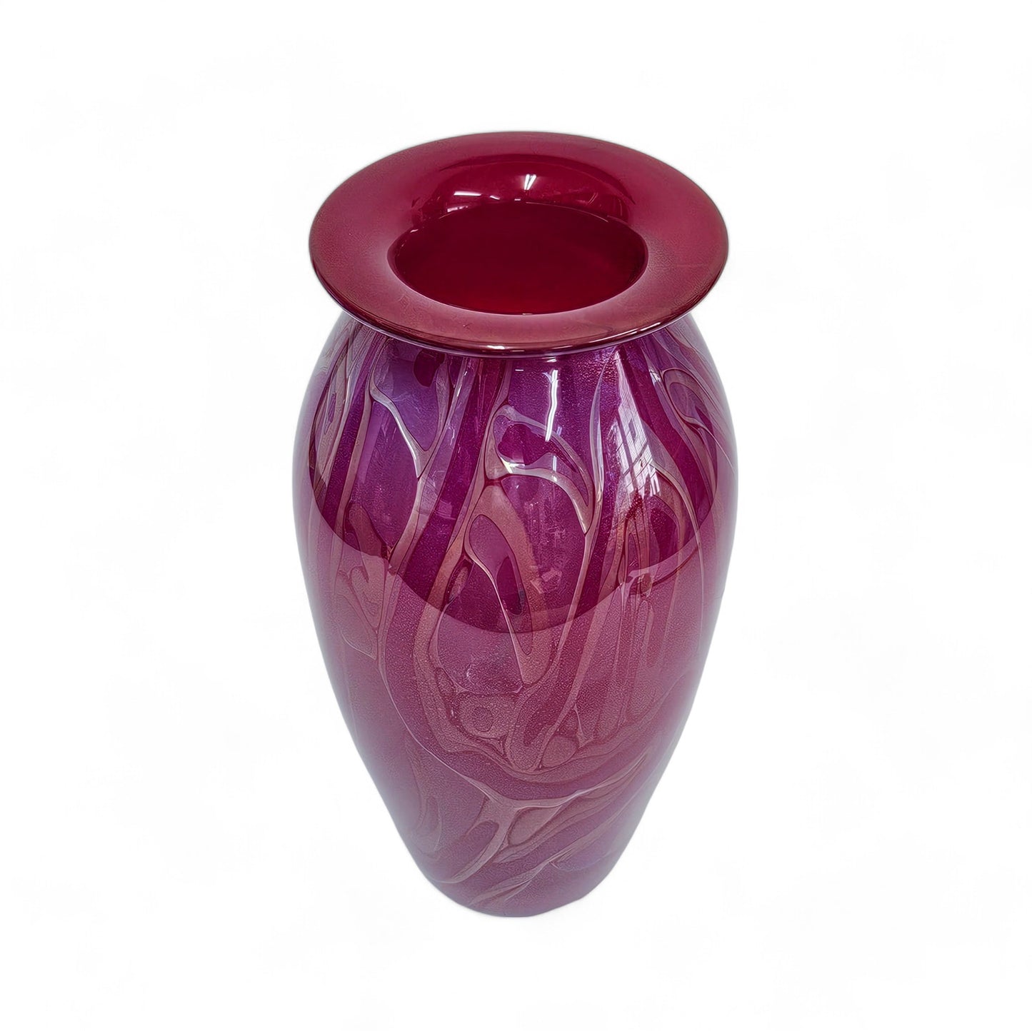 Robert Eickholt Blown Glass Art Vase | Signed 2002 | Magenta Purple | 11" Tall