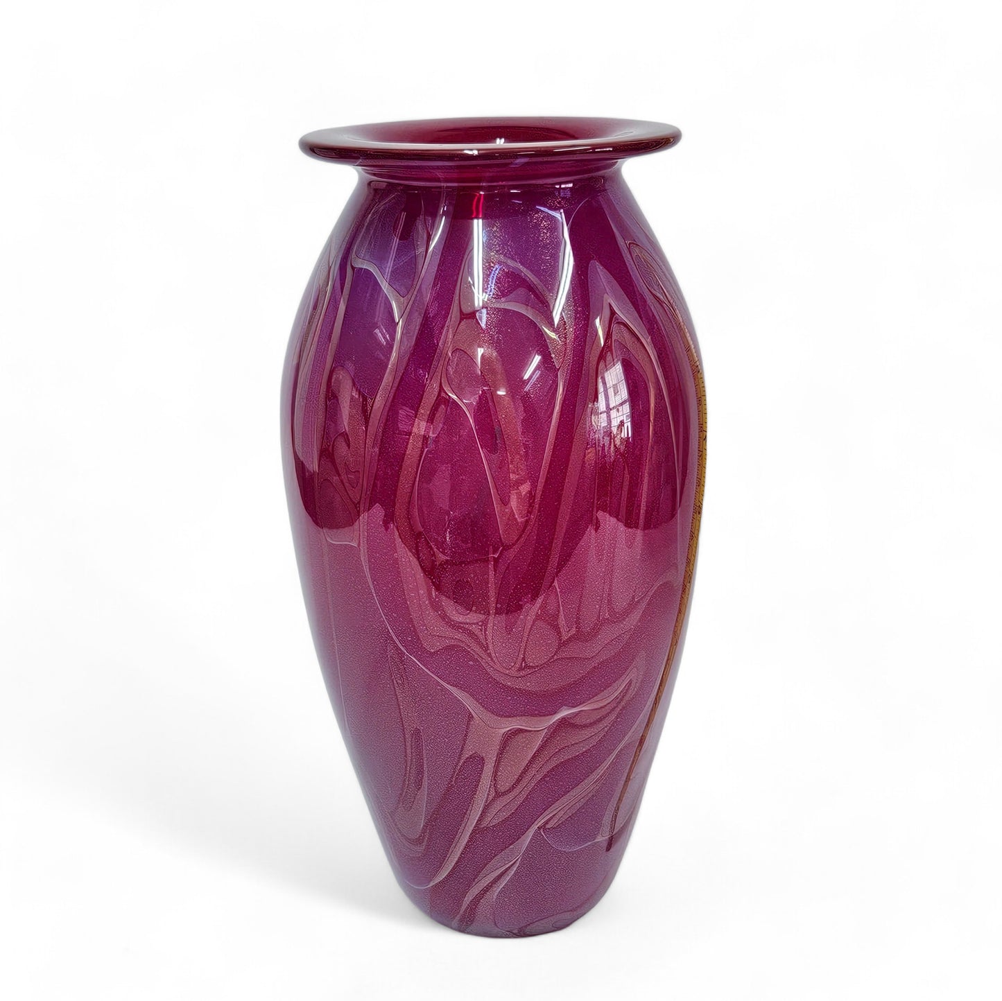 Robert Eickholt Blown Glass Art Vase | Signed 2002 | Magenta Purple | 11" Tall