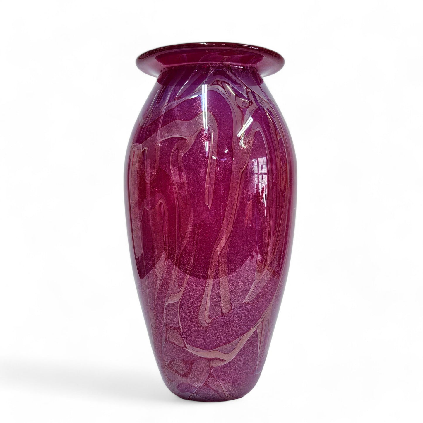 Robert Eickholt Blown Glass Art Vase | Signed 2002 | Magenta Purple | 11" Tall