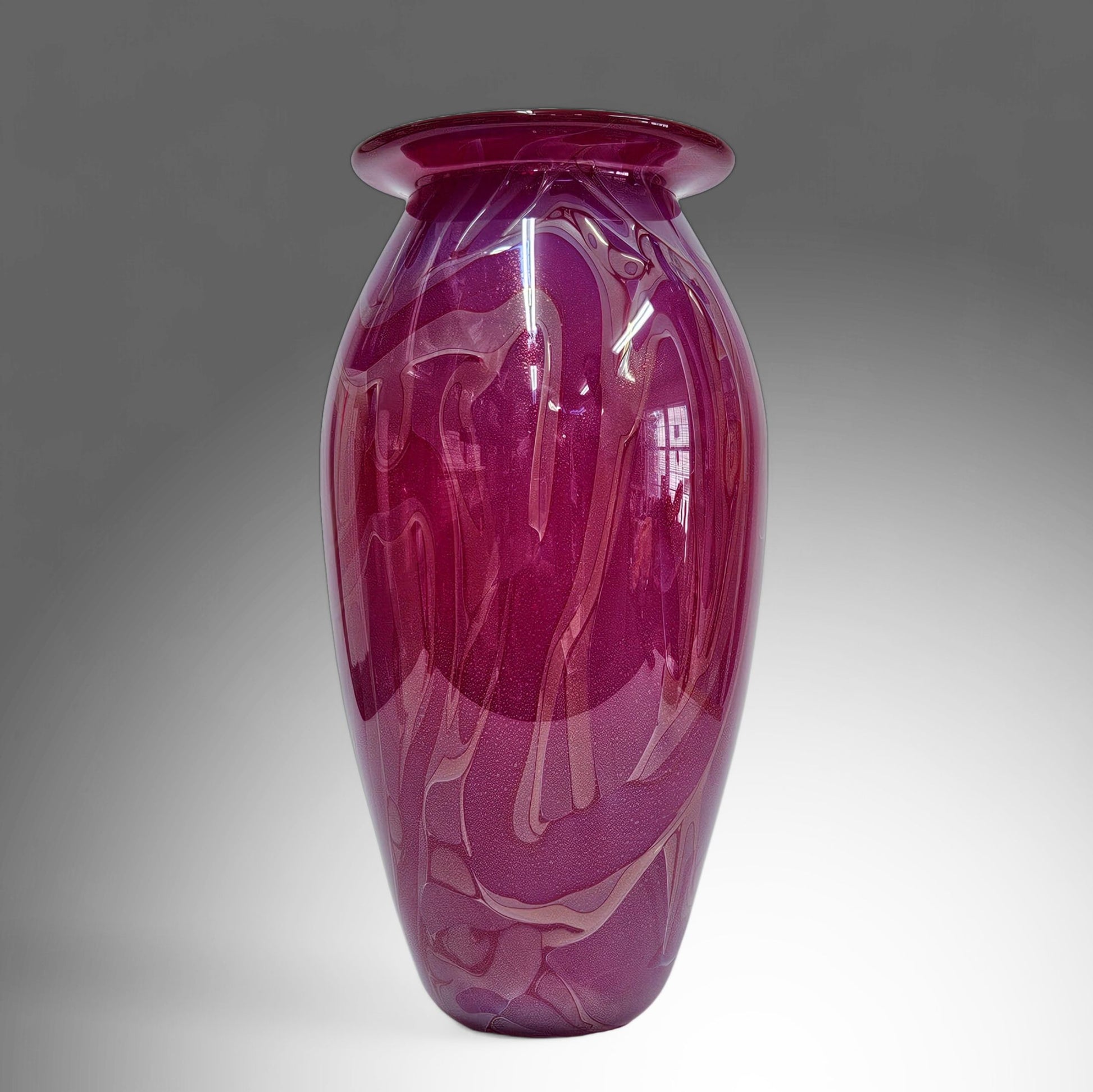 Robert Eickholt Glass Art Vase | Signed and Dated 2002 | Deep Pink