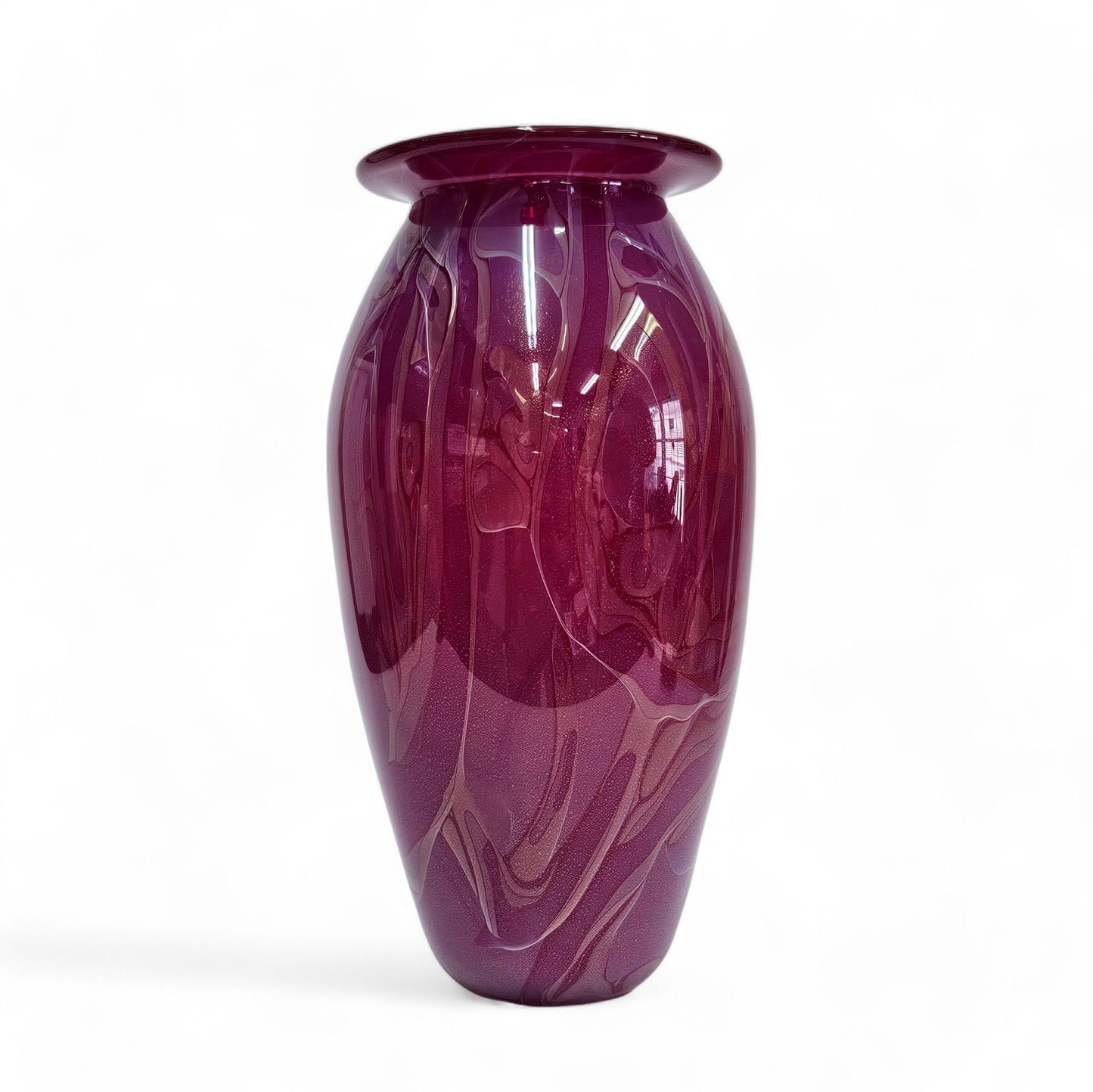 Robert Eickholt Blown Glass Art Vase | Signed 2002 | Magenta Purple | 11" Tall