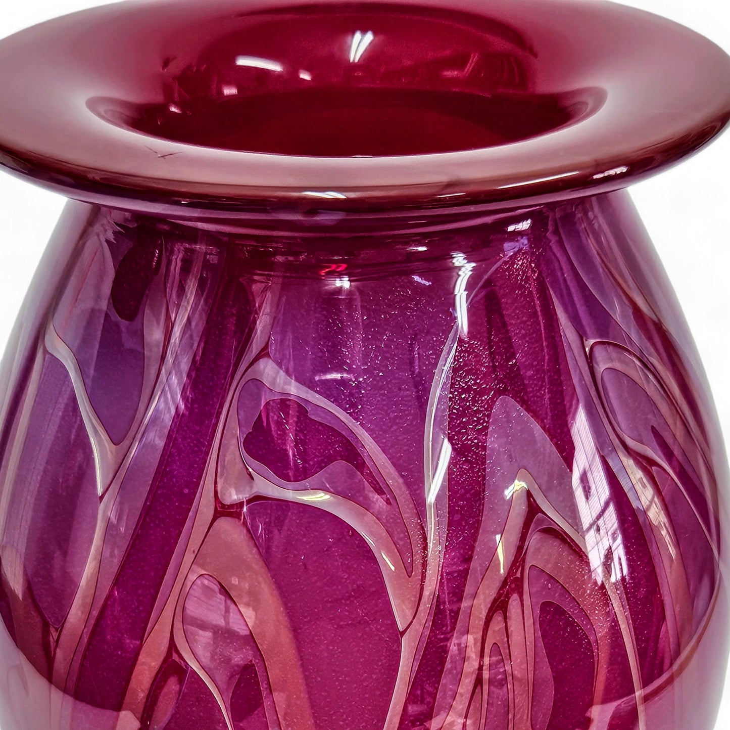 Robert Eickholt Blown Glass Art Vase | Signed 2002 | Magenta Purple | 11" Tall