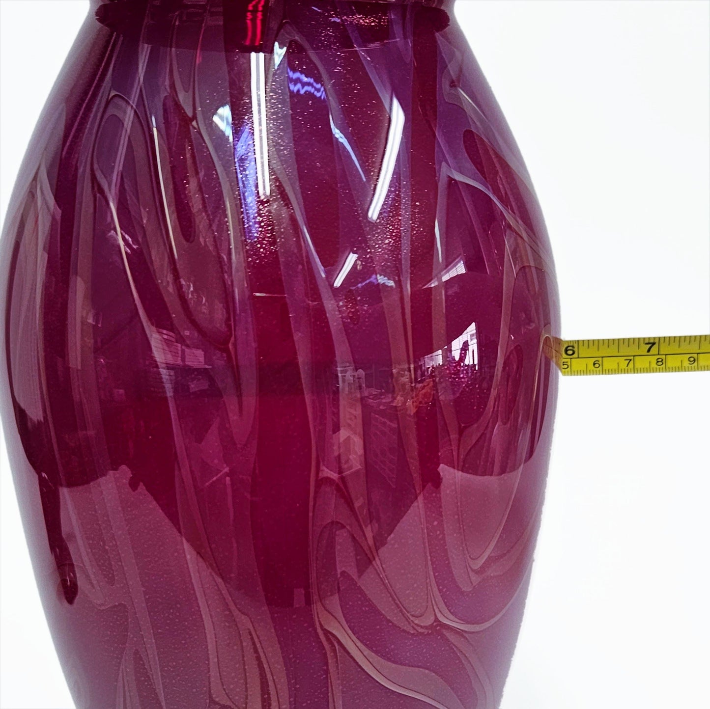 Robert Eickholt Blown Glass Art Vase | Signed 2002 | Magenta Purple | 11" Tall