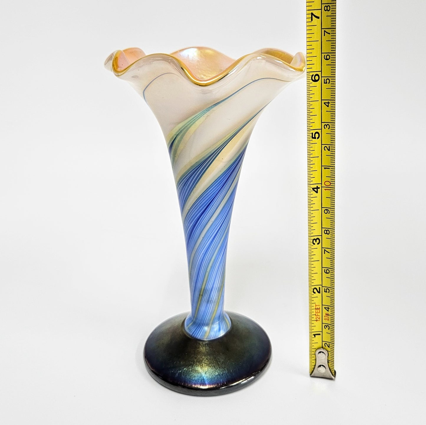 Steven Lundberg Art Glass Vase | Ruffled Trumpet Vase | Signed and Dated 2002