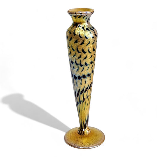 Lundberg Studios Art Glass Gold Luster Bud Vase