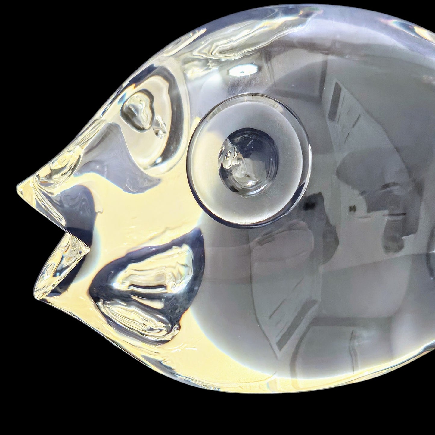 Steuben Crystal Art Glass Puffer Fish Sculpture Designed By George Thompson