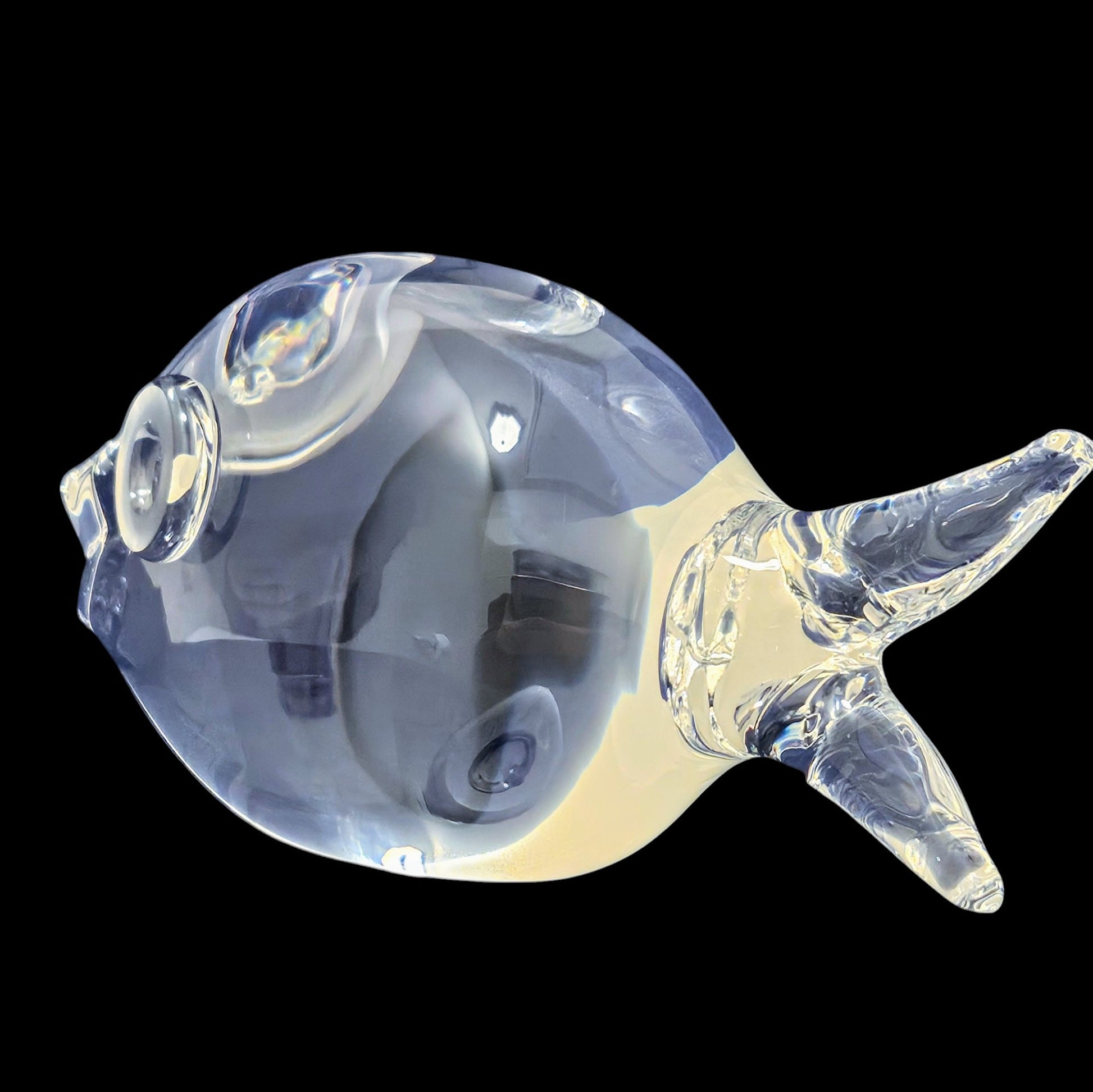 Steuben Crystal Art Glass Puffer Fish Sculpture Designed By George Thompson