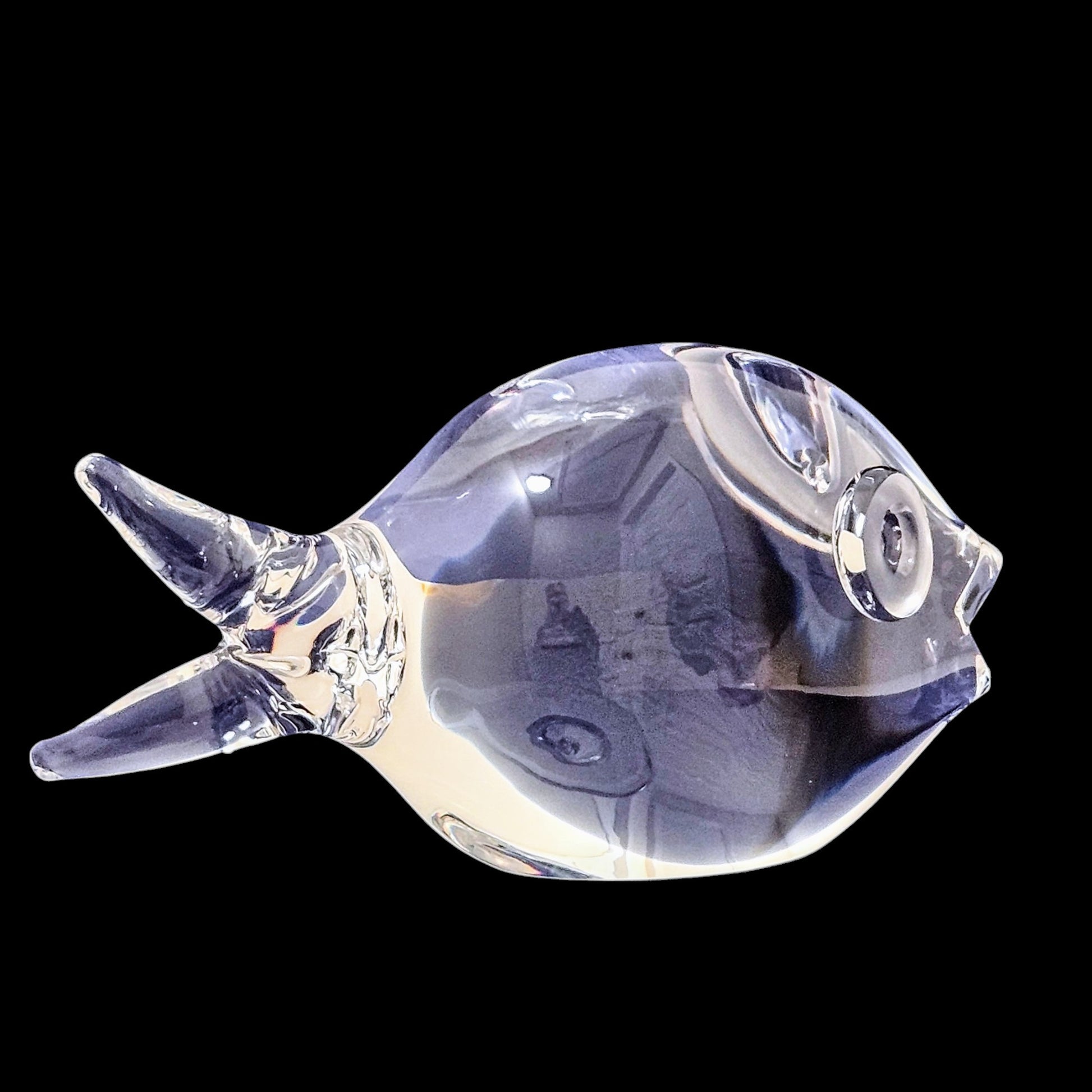 Steuben Crystal Art Glass Puffer Fish Sculpture Designed By George Thompson