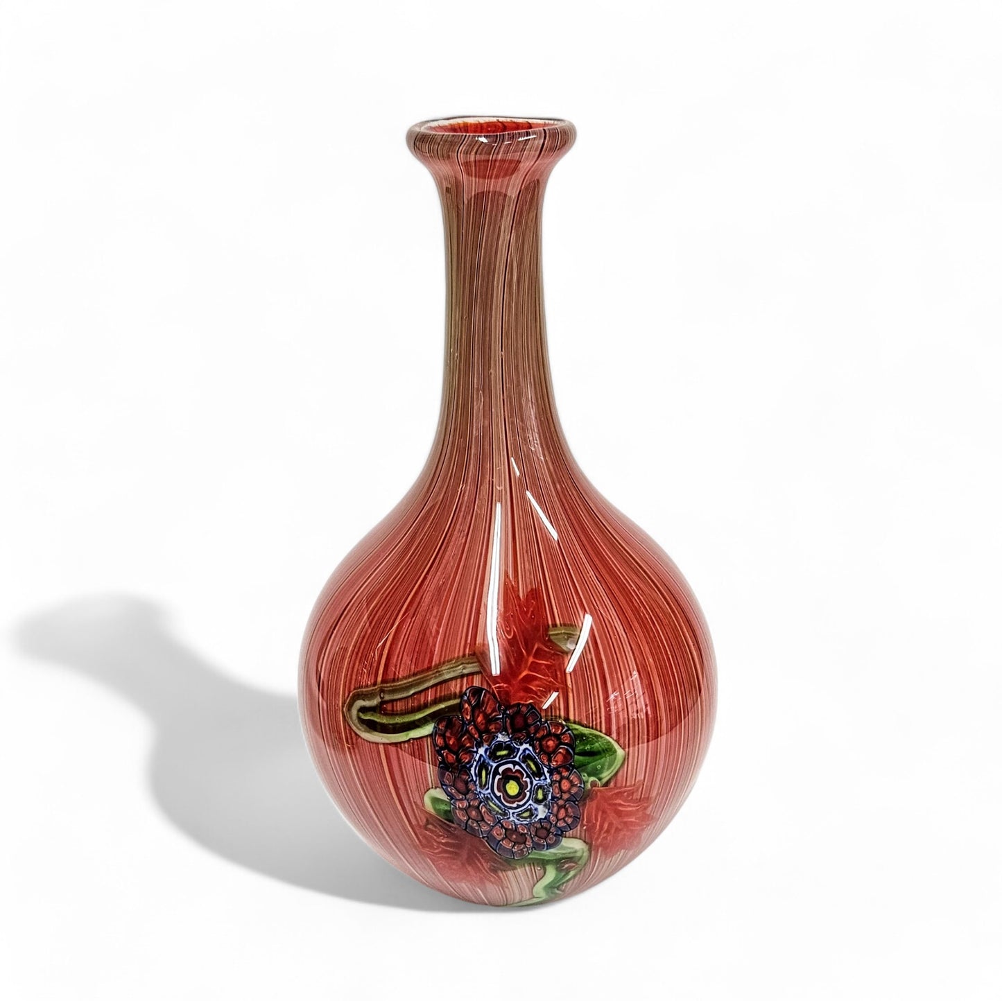 Murano Filigrana Millefiori Art Glass Vase | Blown Glass Art Centerpiece 13 Inch