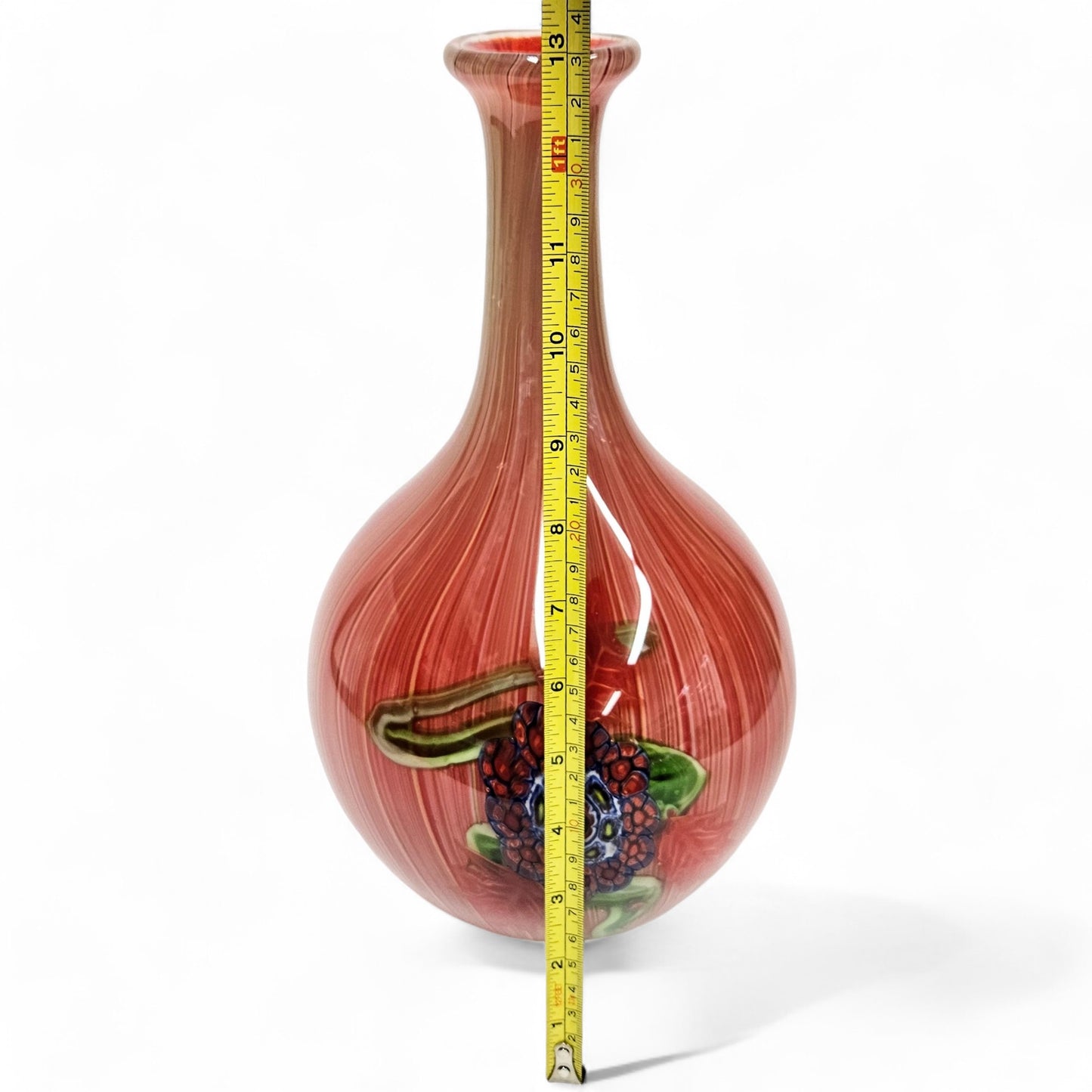 Murano Filigrana Millefiori Art Glass Vase | Blown Glass Art Centerpiece 13 Inch