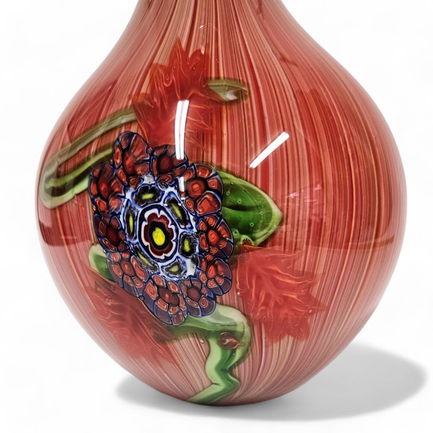 Murano Filigrana Millefiori Art Glass Vase | Blown Glass Art Centerpiece 13 Inch