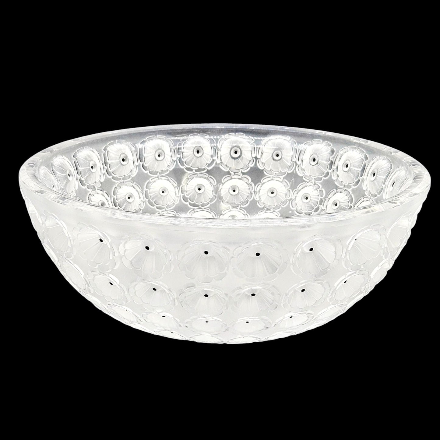 Lalique Frosted Crystal Nemours Bowl | Poppy Thousand Eye 10” Signed