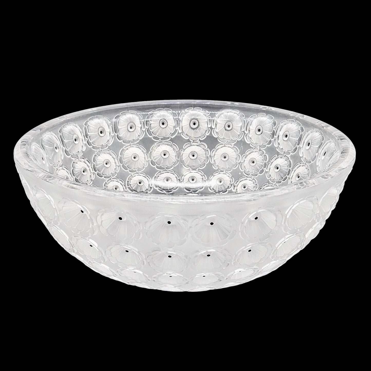 Lalique Frosted Crystal Nemours Bowl | Poppy Thousand Eye 10” Signed