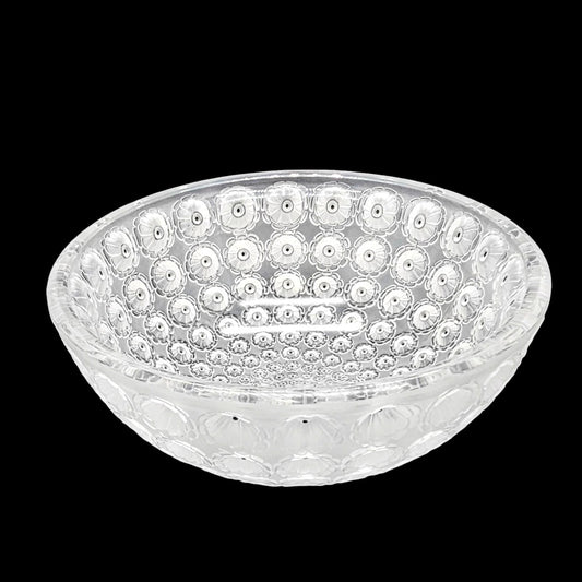 Lalique Frosted Crystal Nemours Bowl | Poppy Thousand Eye 10” Signed