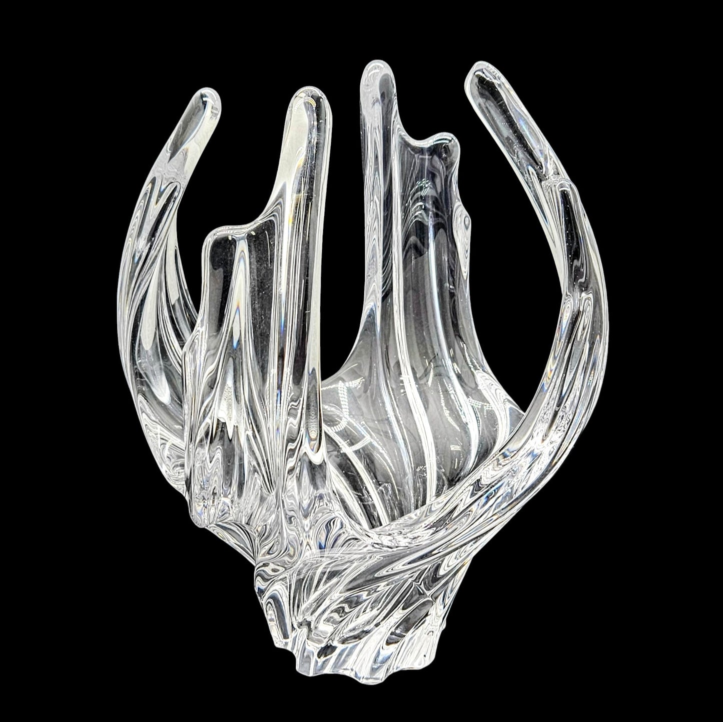 Cofrac Art Verrier French Crystal Sculpture Centerpiece Vase