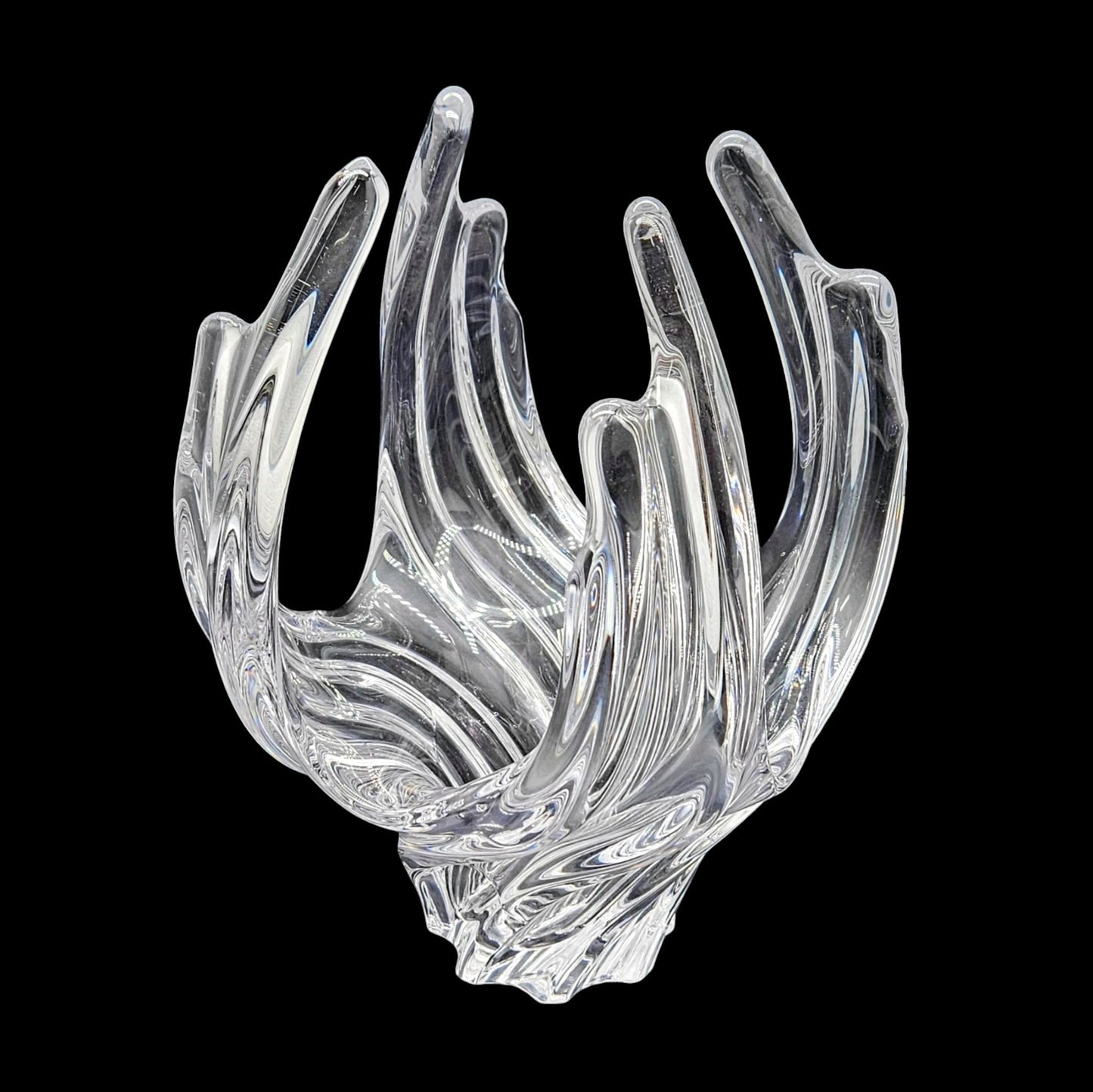 Cofrac Art Verrier French Crystal Sculpture Centerpiece Vase