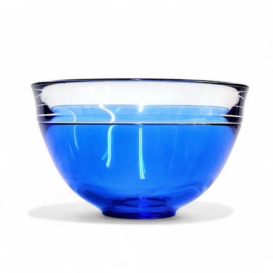 Orrefors Saturnus by Lars Hellsten Blue Crystal Bowl | Backstamped | MINT Cond.