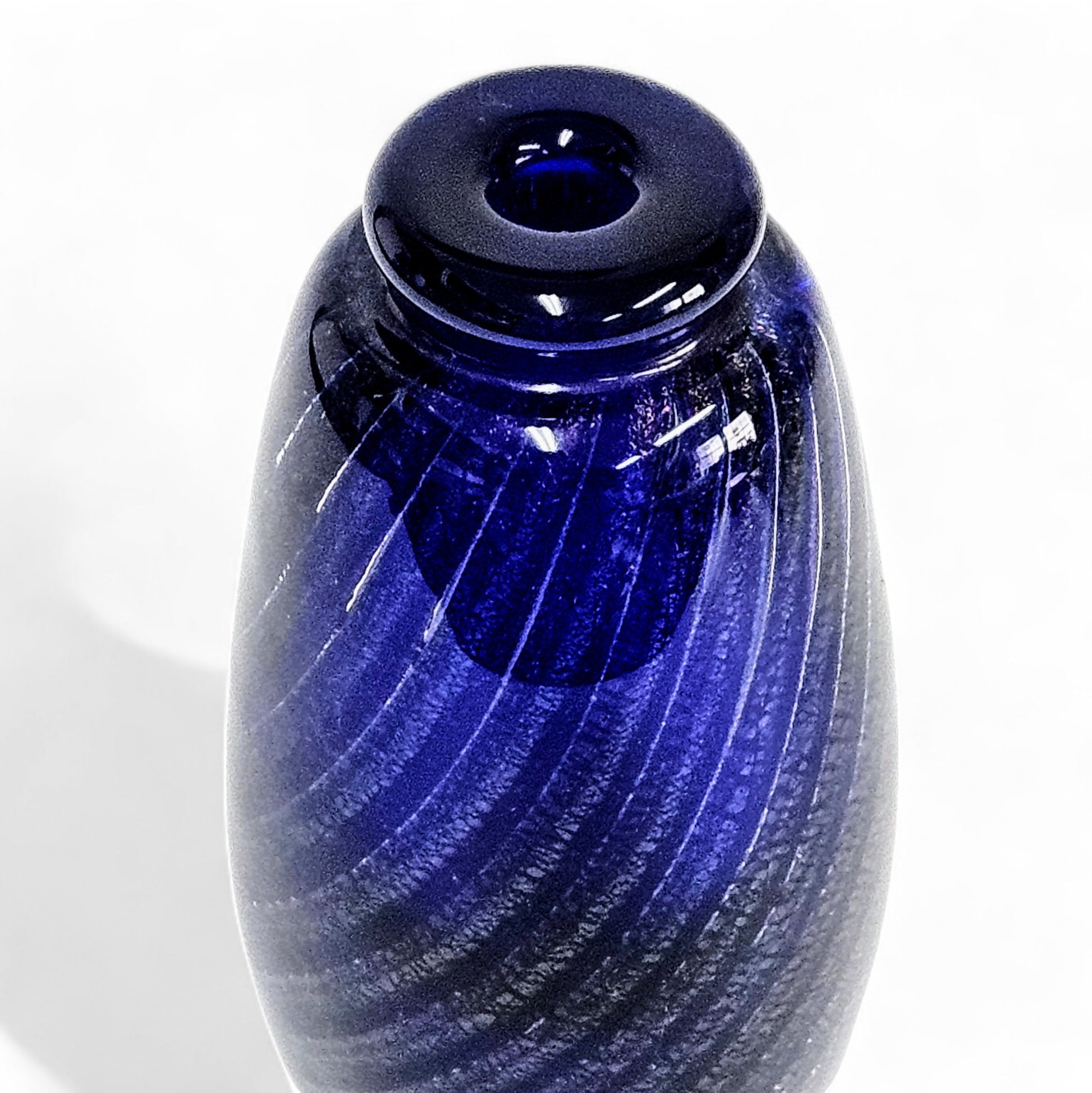 Robert Eickholt Cased Dichroic Blown Glass Bud Vase Signed 1987 Midnight Blue