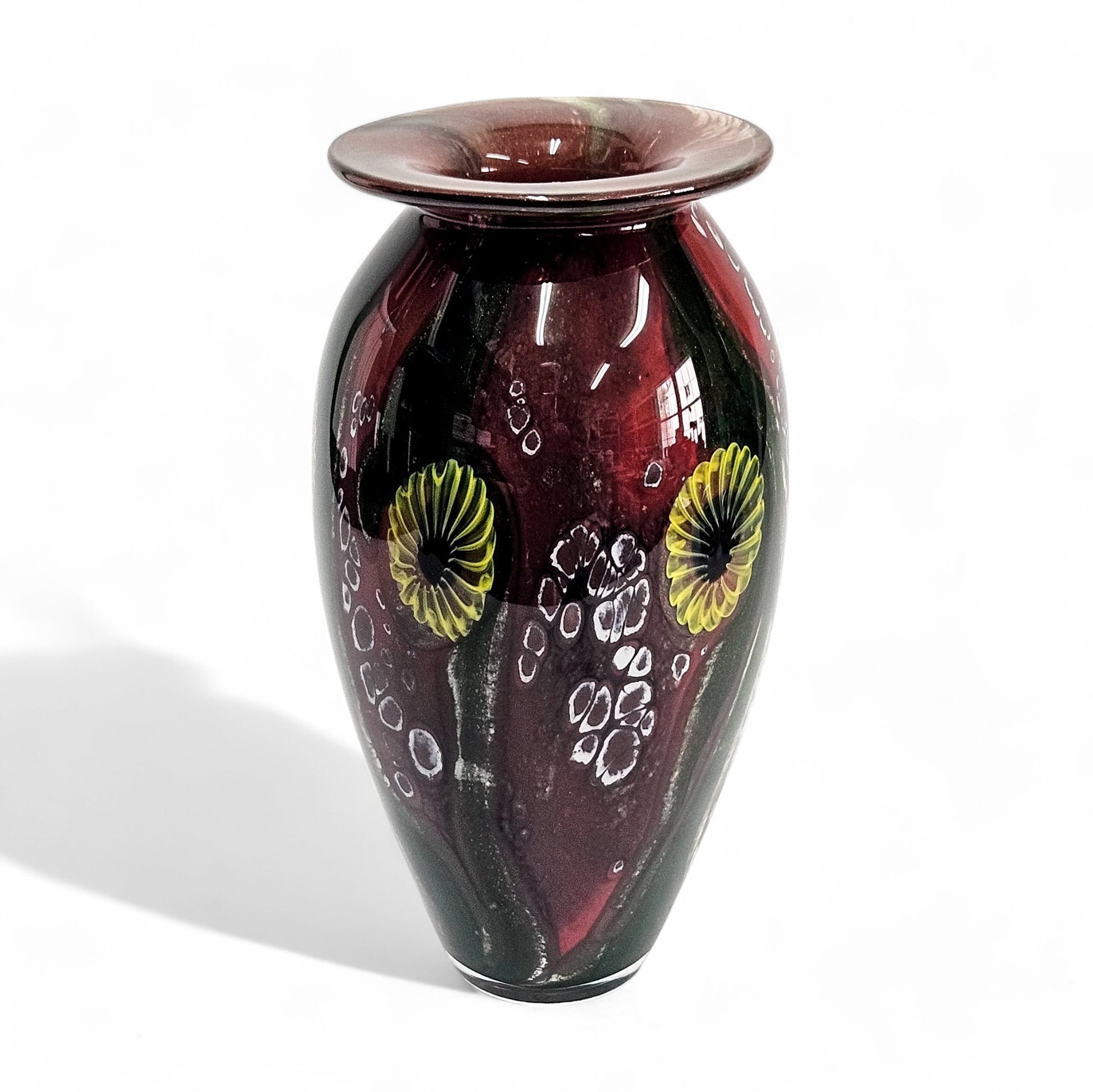 Robert Eickholt Blown Glass Vase | Dichroic Sea Anemone Sunflowers | Signed 2001