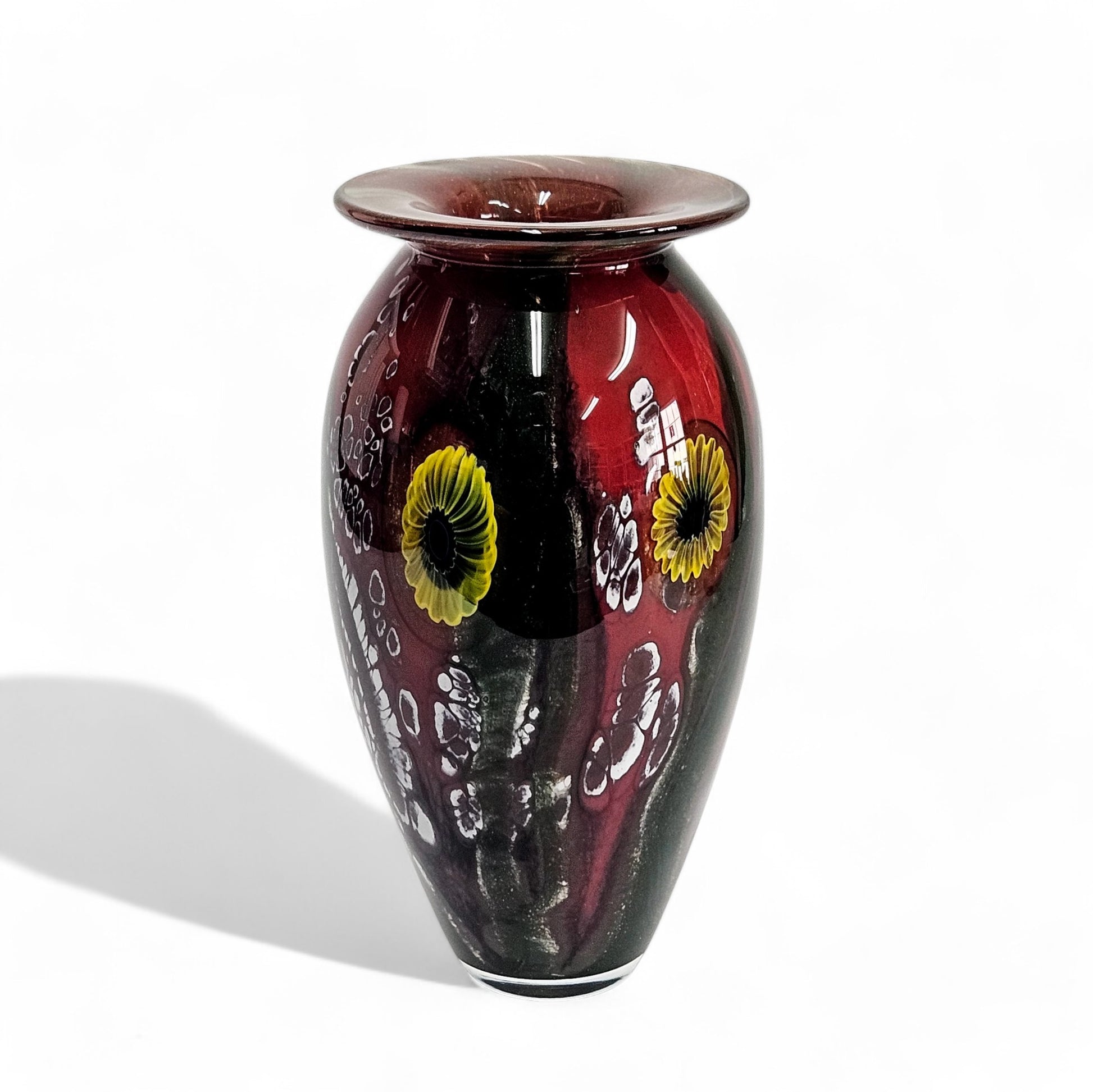 Robert Eickholt Blown Glass Vase | Dichroic Sea Anemone Sunflowers | Signed 2001