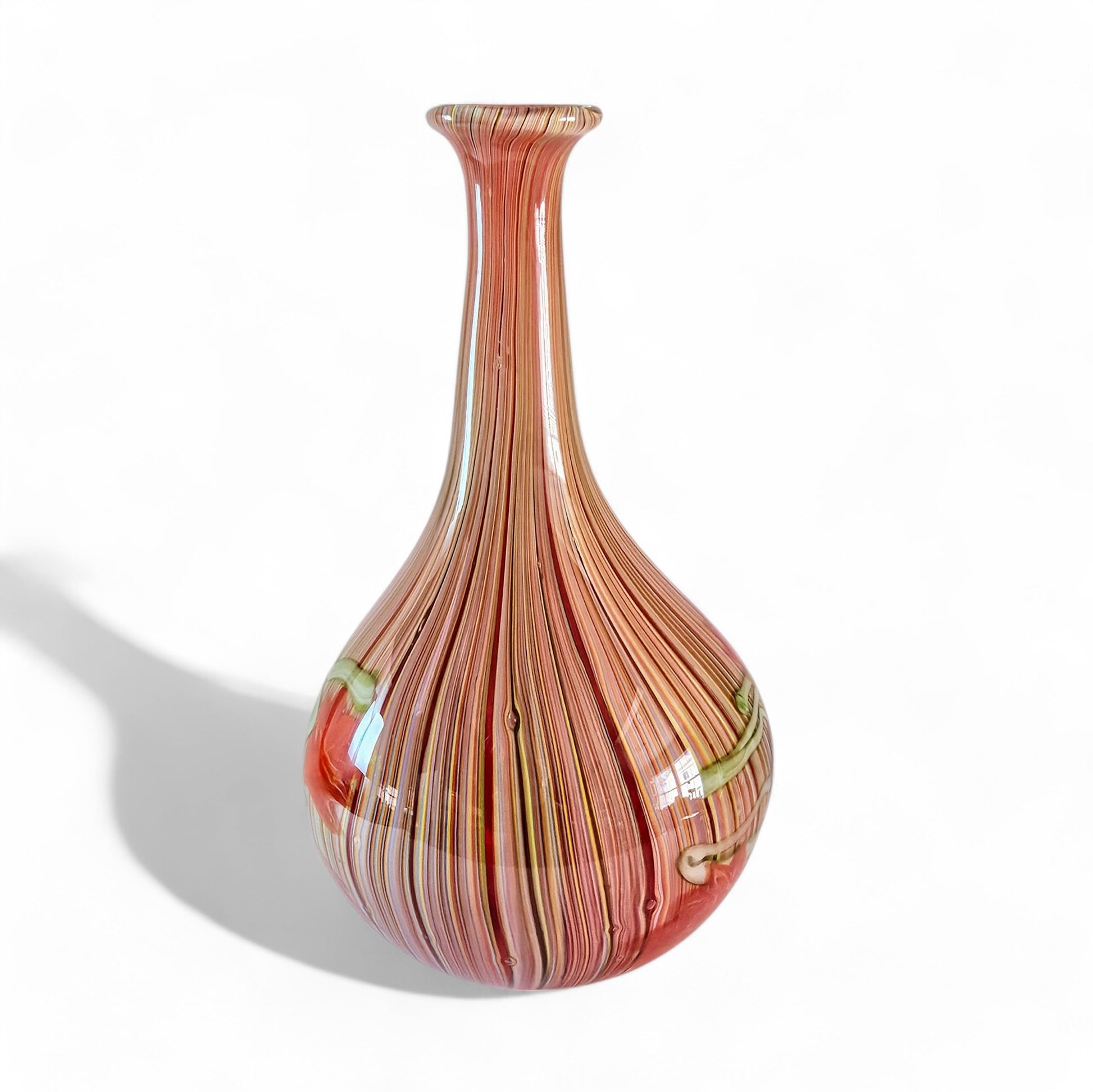 Blown Glass Art Centerpiece Vase 13 Inch | Murano Filigrana Millefiori Art Glass